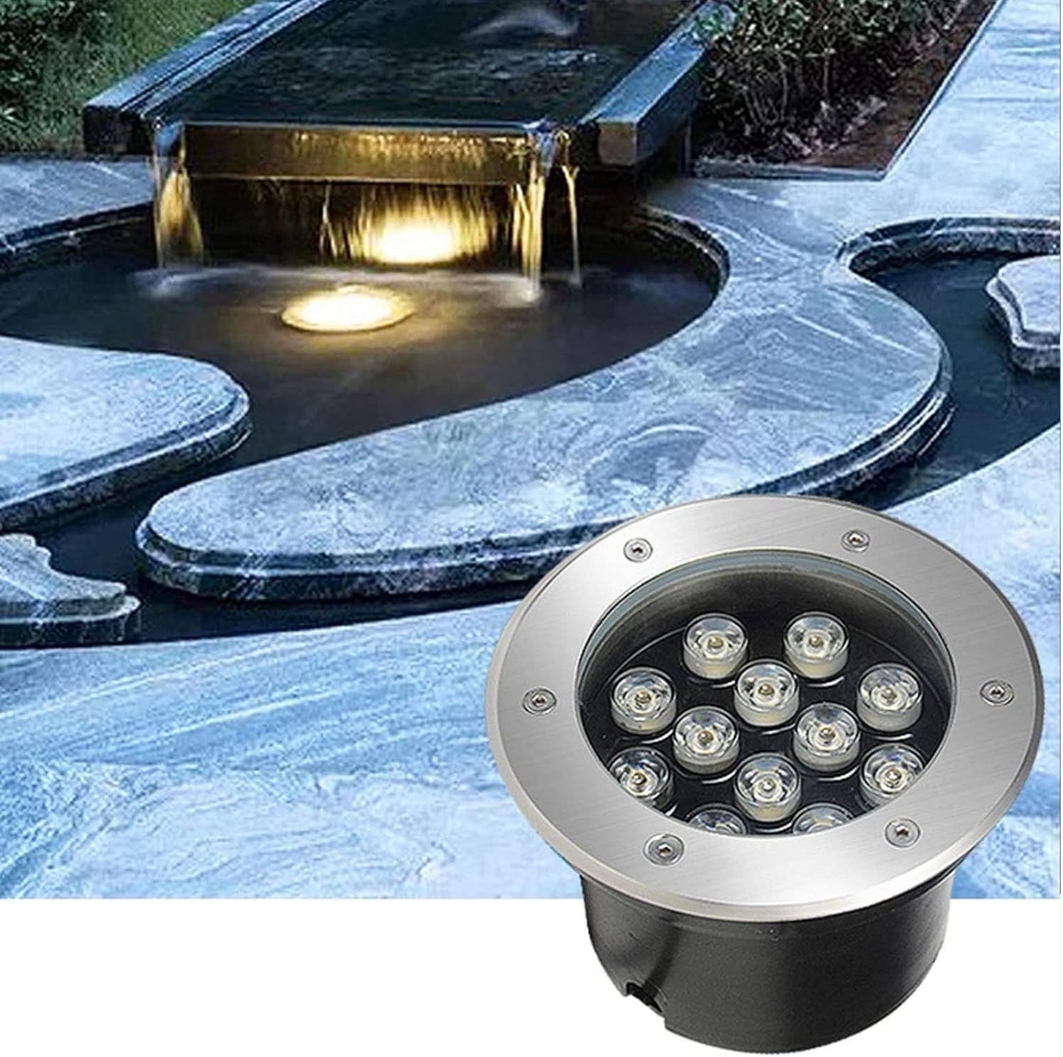 Tauchbarer Led-Poolstrahler – Unterwassereinbauleuchte, Einbaustrahler, Unter Wasser Eingebetteter Poolstrahler, Led 12 V, Wasserdicht, Ip68, Edelstahl, Pool-/Teichbeleuchtung (Lila Licht 24 W)