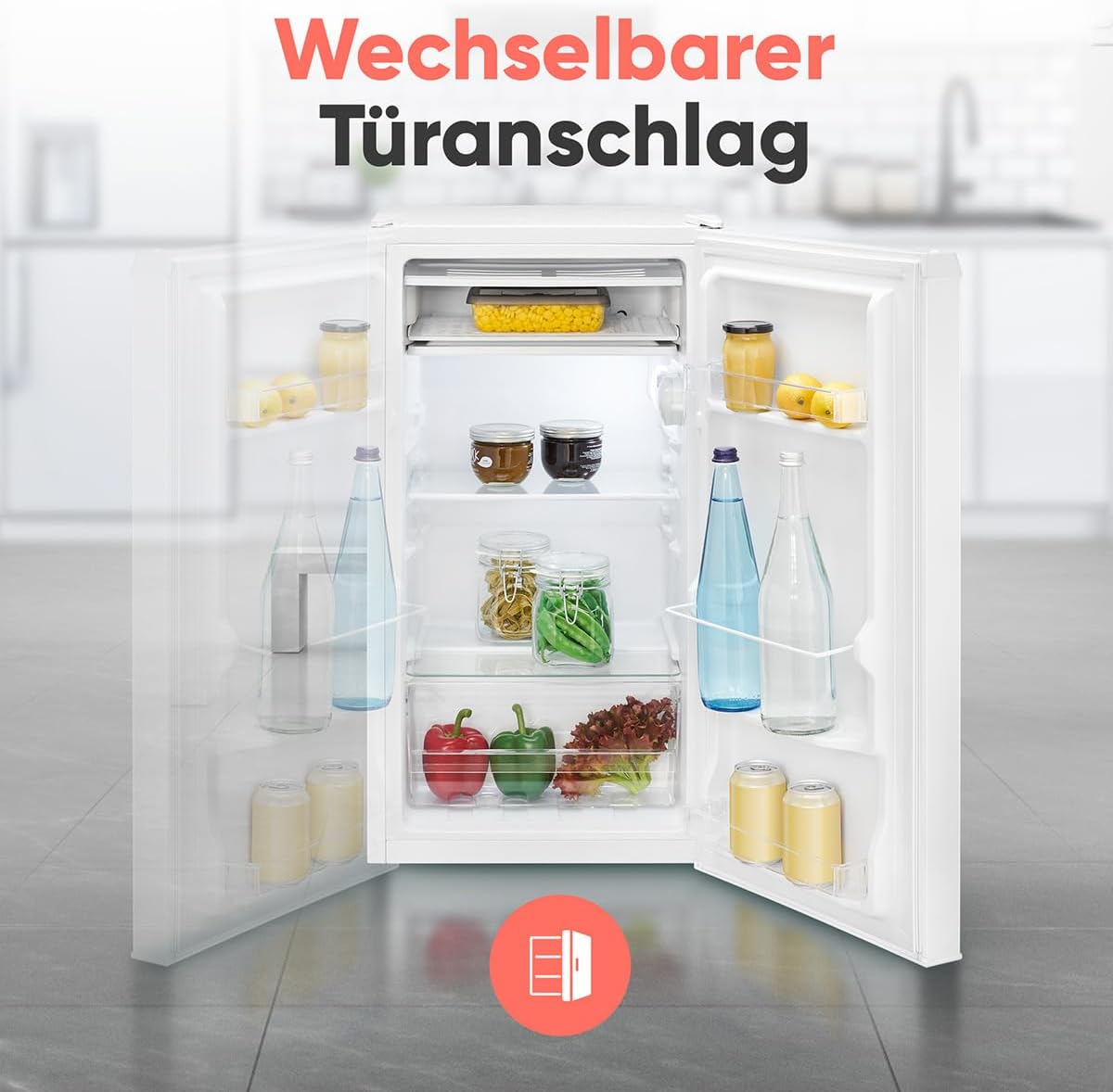 Bomann® Kühlschrank mit Frostfach | 83 Liter | energieeffizient, leise & kompakt | 0°C - 8°C, stufenlos regelbar | 2 Ablagen & Gemüsefach | LED Beleuchtung | Türanschlag wechselbar | KS 7257 weiß