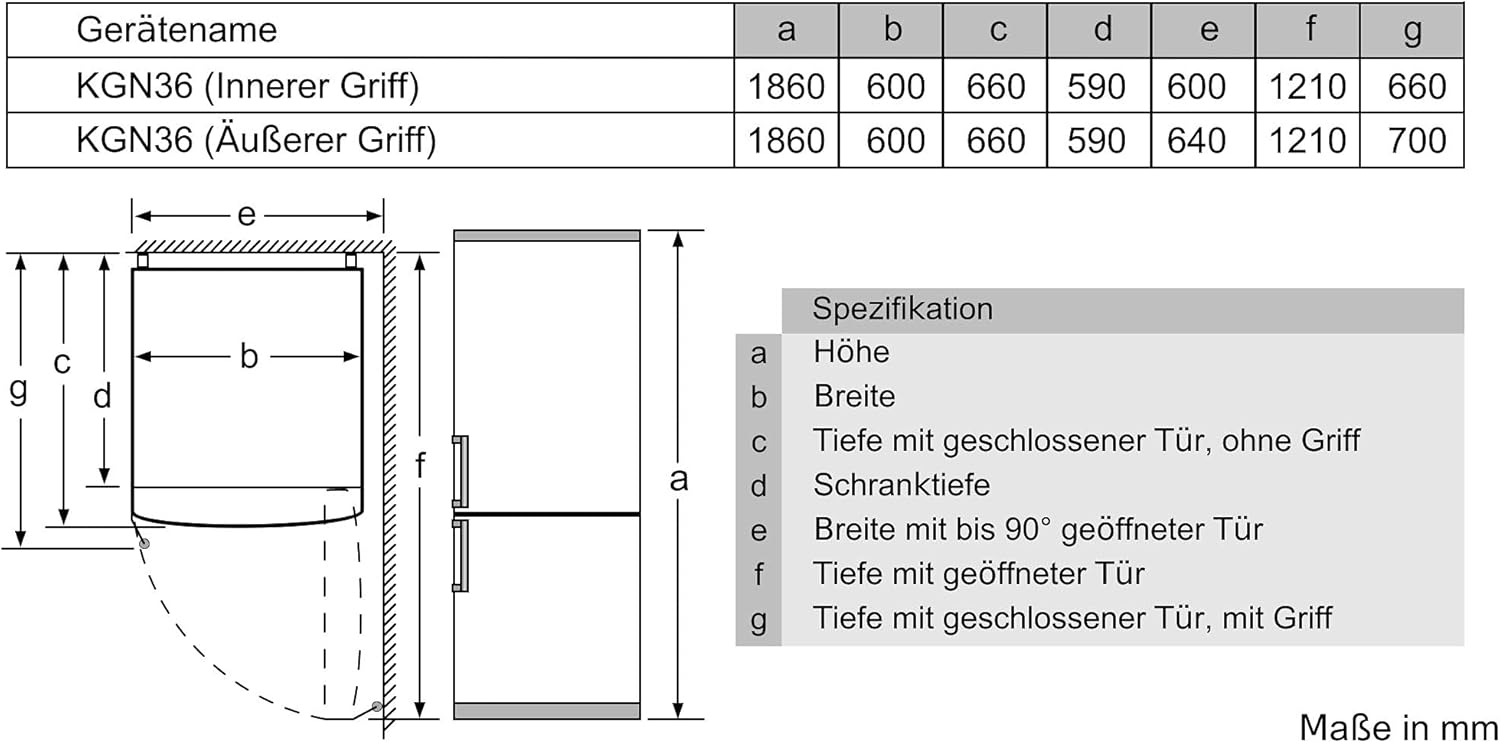 Bosch KGN36NLEA Série 2, Réfrigérateur combiné pose-libre - 305L - L 60cm x H 186cm - Inox Argent