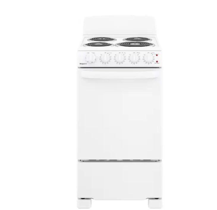 20-inch electric oven with 4 cooking zones, freestanding, in white