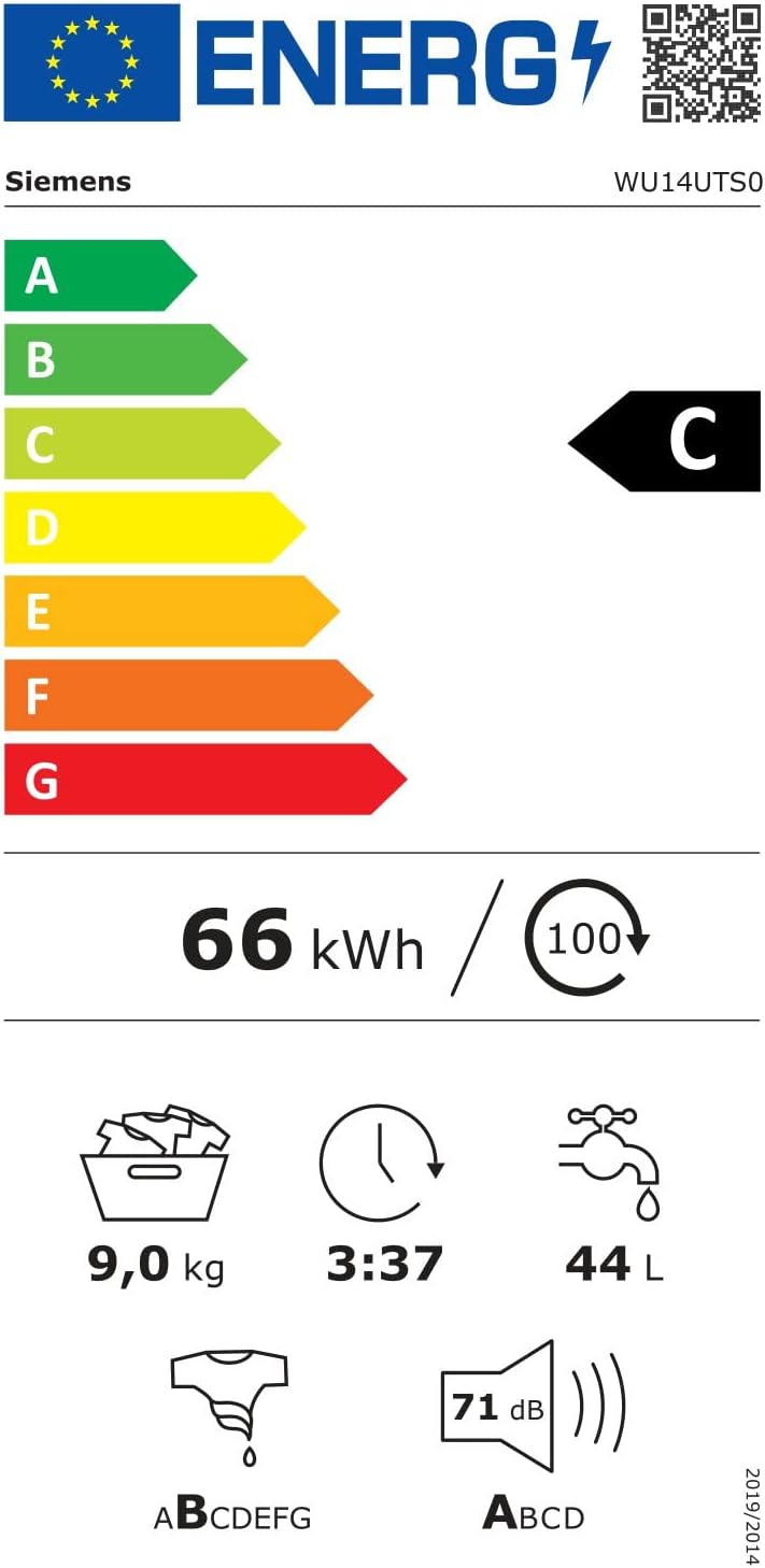 Siemens WU14UTS0 iQ500 unterbaufähige Waschmaschine, 9kg, 1400 UpM, Outdoor-Imprägnieren-Programm, varioSpeed Funktion, Nachlegefunktion
