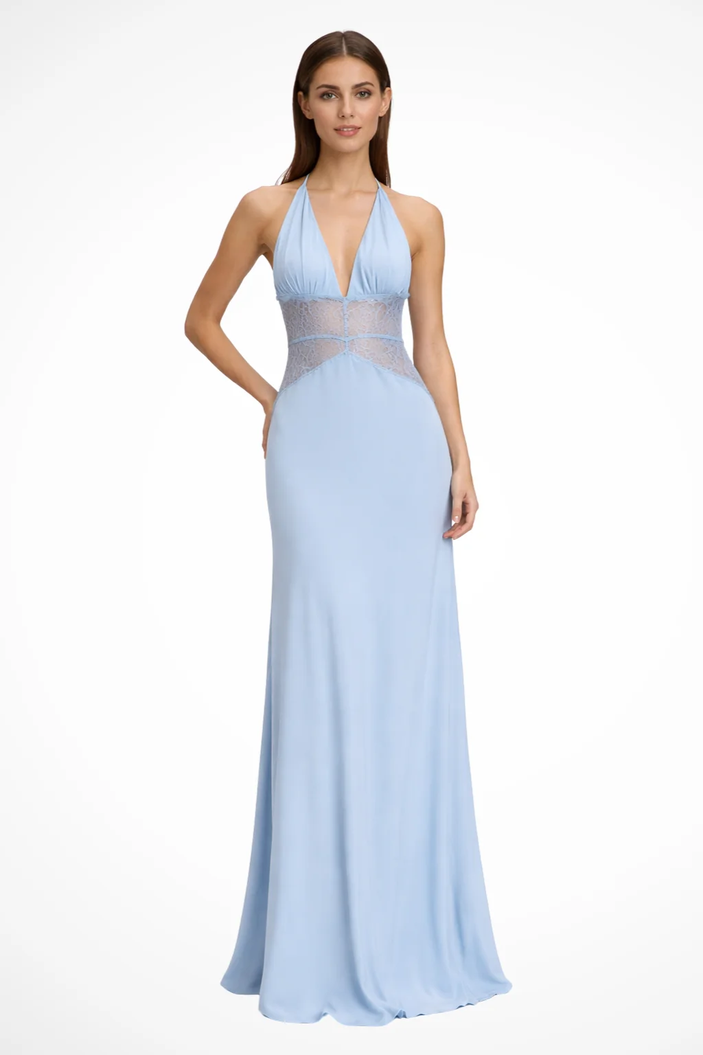 R��ckenfreies Maxikleid f��r Damen | Neckholder Abendkleid mit tiefem Ausschnitt & Spitze | Elegantes Kleid f��r Hochzeitsg?ste