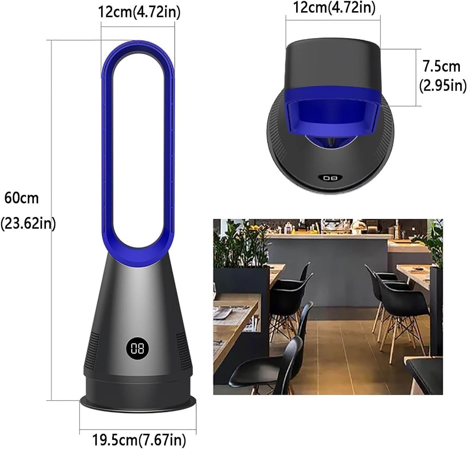 Standventilator, Air Circulator Turmventilator mit Fernbedienung, 8 Geschwindigkeiten, Heiß und Kalt, Dual Use, Flügelloser Ventilator für Büro, Zuhause, Schlafzimmer