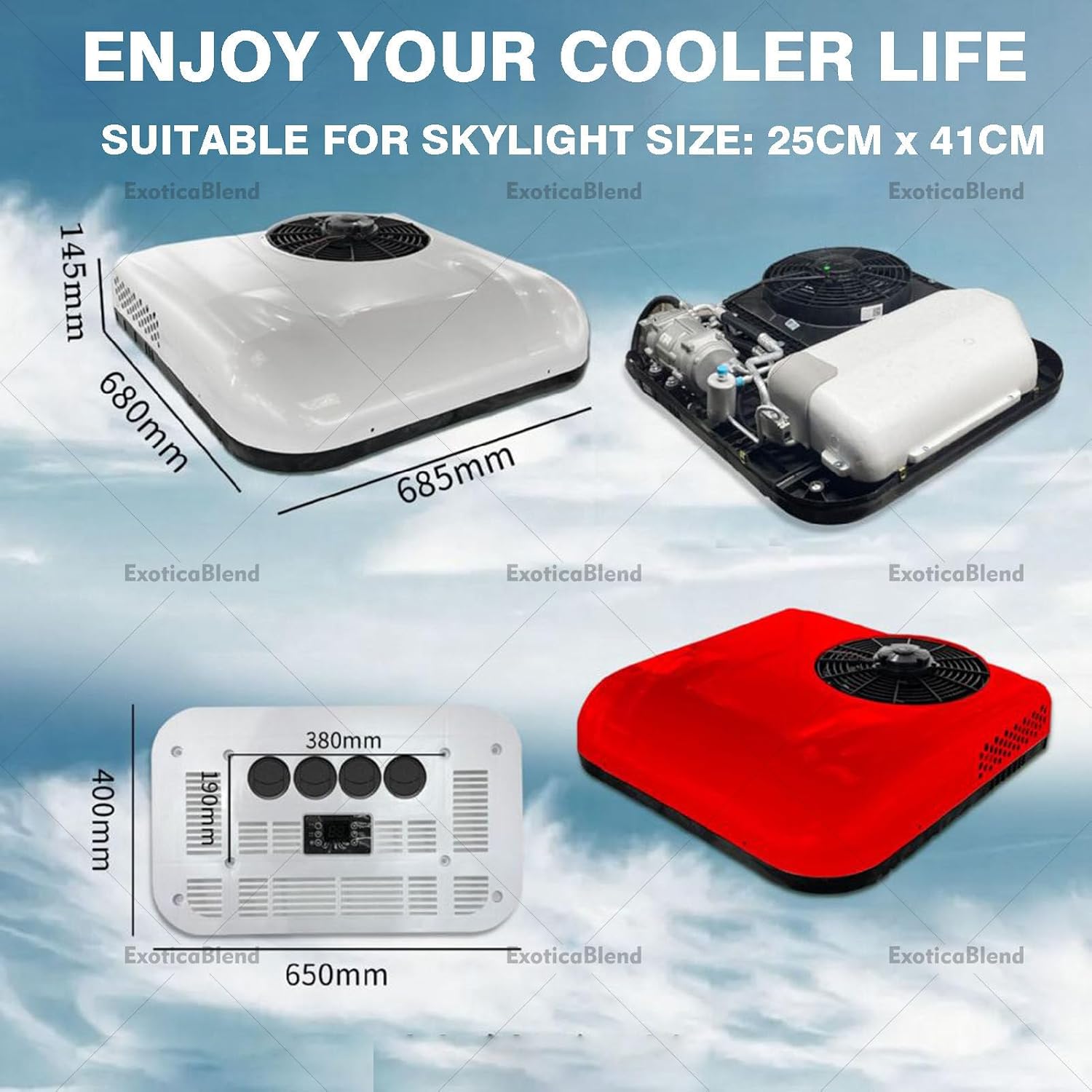Wohnmobil-Klimaanlage mit Heizregister, Dachklimaanlage, All-in-One-Gerät, einfache Installation, leise Klimaanlage für Camper White-24V