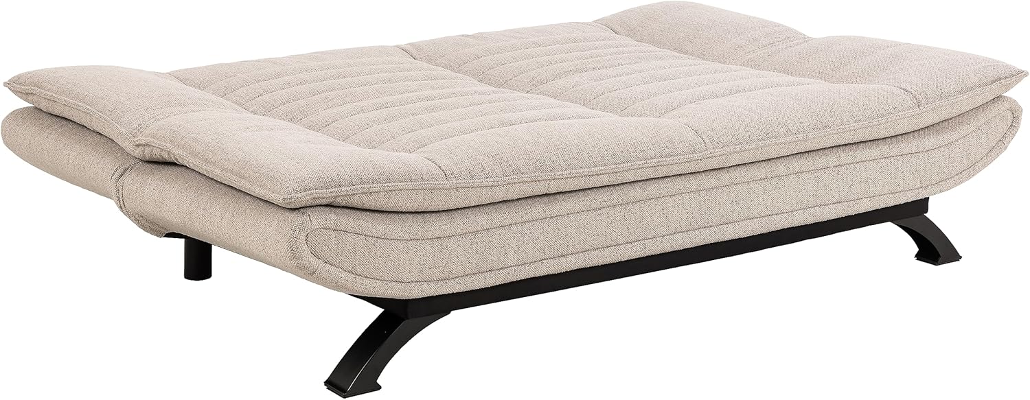 AC Design Furniture Jasper Schlafsofa in Beige, mit 3 Liegepositionen, Moderner 3-Sitzer ohne Armlehne, Gepolstertes Sofa mit Bouclé-Bezug und Schwarzen Beinen, B: 196 x H: 91 x T: 98 cm