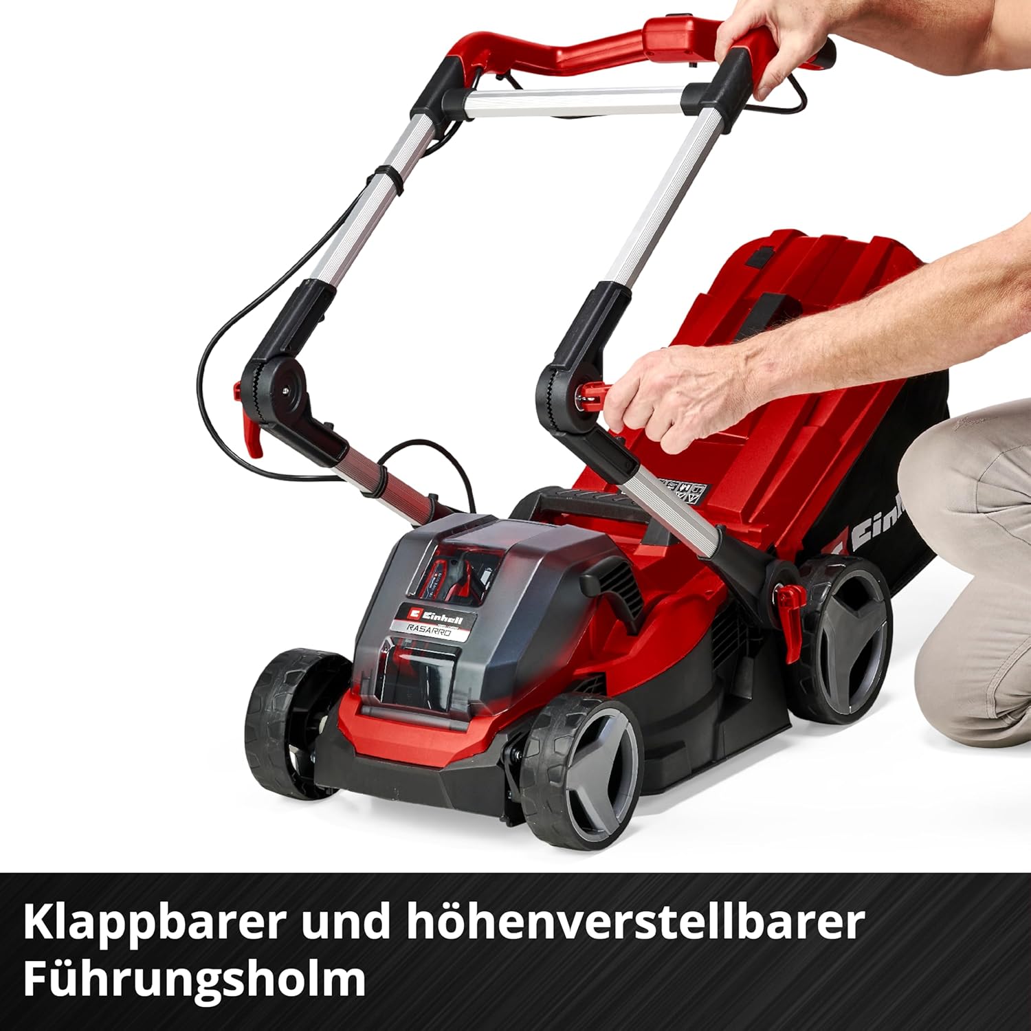 Einhell Akku-Rasenmäher RASARRO 36/42 Kit Power X-Change (36V, 42 cm Schnittbreite, bis 725 m², Brushless, 50L Fangkorb, Mulchfunktion, inkl. 2x 5,2Ah + 1x Twincharger)