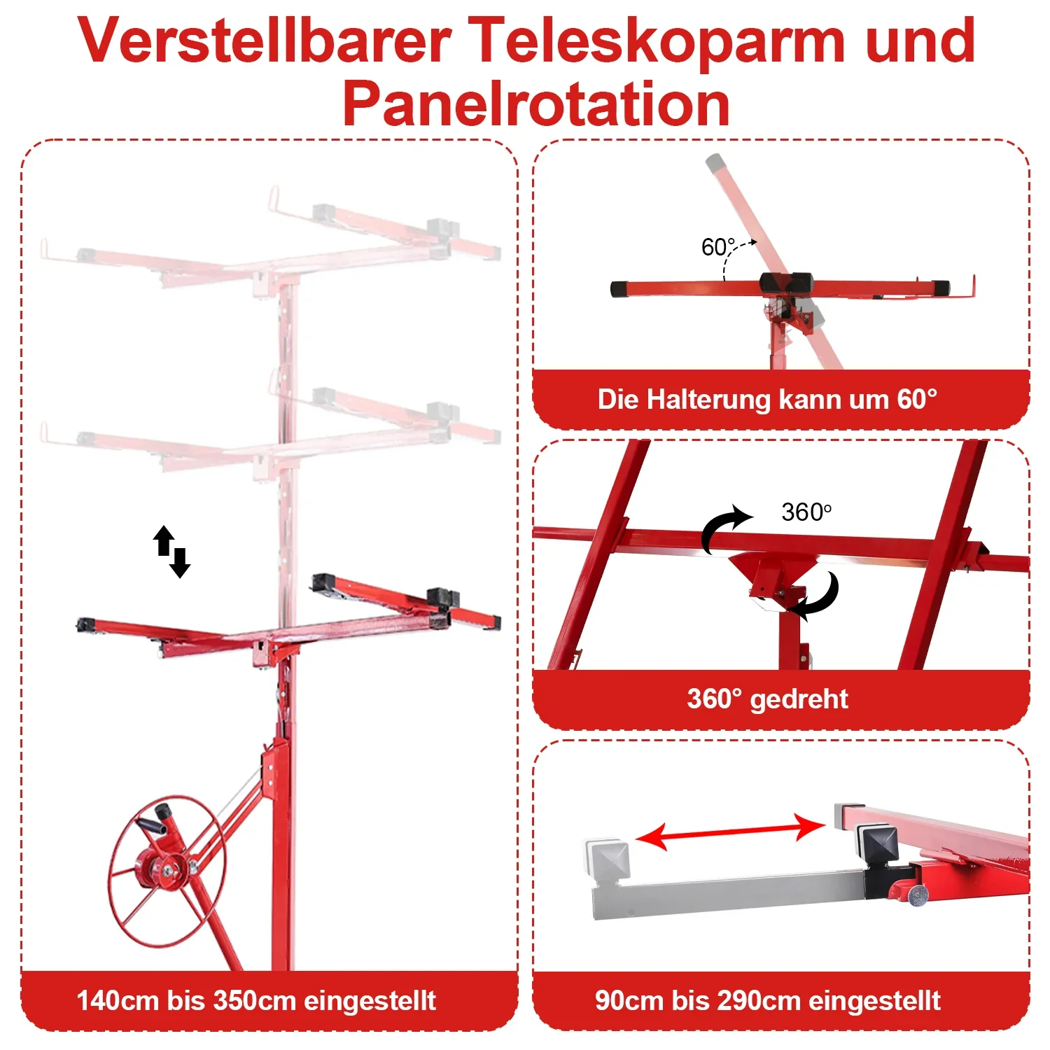 Sonnewelt Plattenheber 68 kg Traglast klappbar hhenverstellbar 140 cm -350 cm