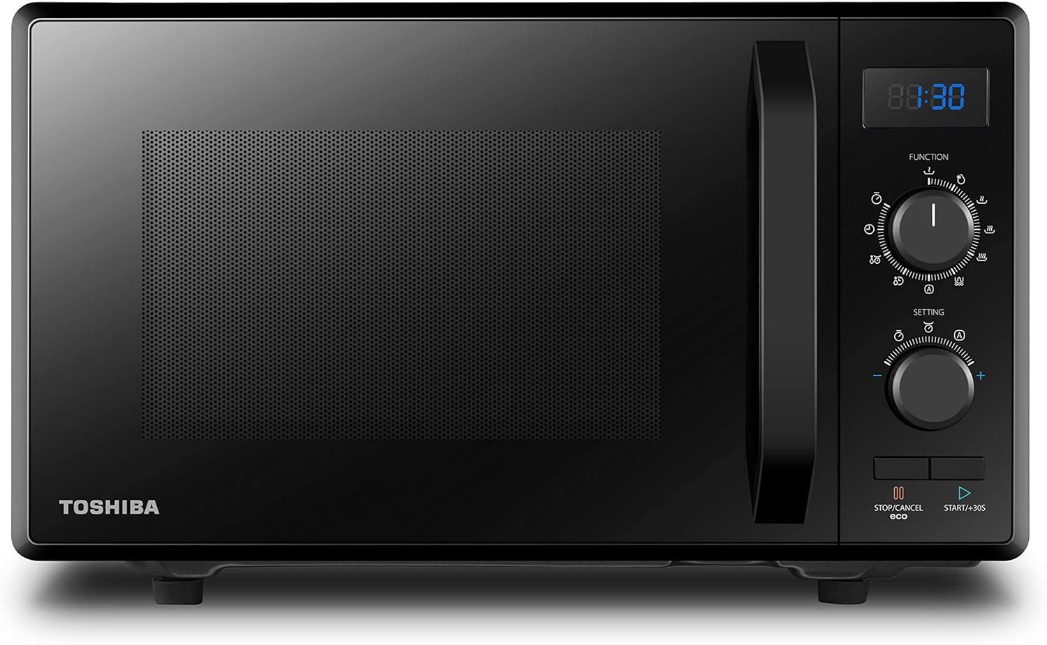 Toshiba MW2-MM20PF(BK) Freistehend Mikrowelle/Solo-Mikrowelle / 20L / 800W / 5 Leistungsstufen mit praktischer Auftaufunktion/LED-Beleuchtung im Innenraum/Schwarz