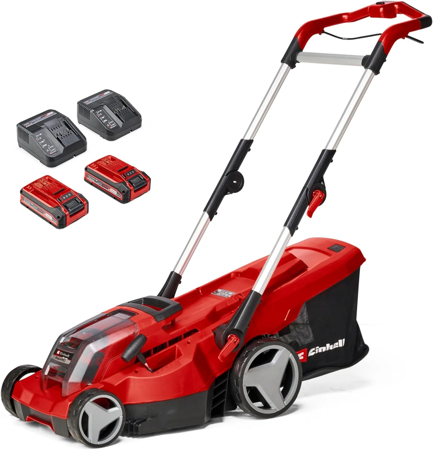 Einhell Accu-grasmaaier RASARRO 36/42 Kit Power X-Change (36V, 42 cm maaibreedte, tot 725 m2, borstelloos, 50L opvangzak, mulchfunctie, incl. 2x 5,2Ah + 1x Twincharger)