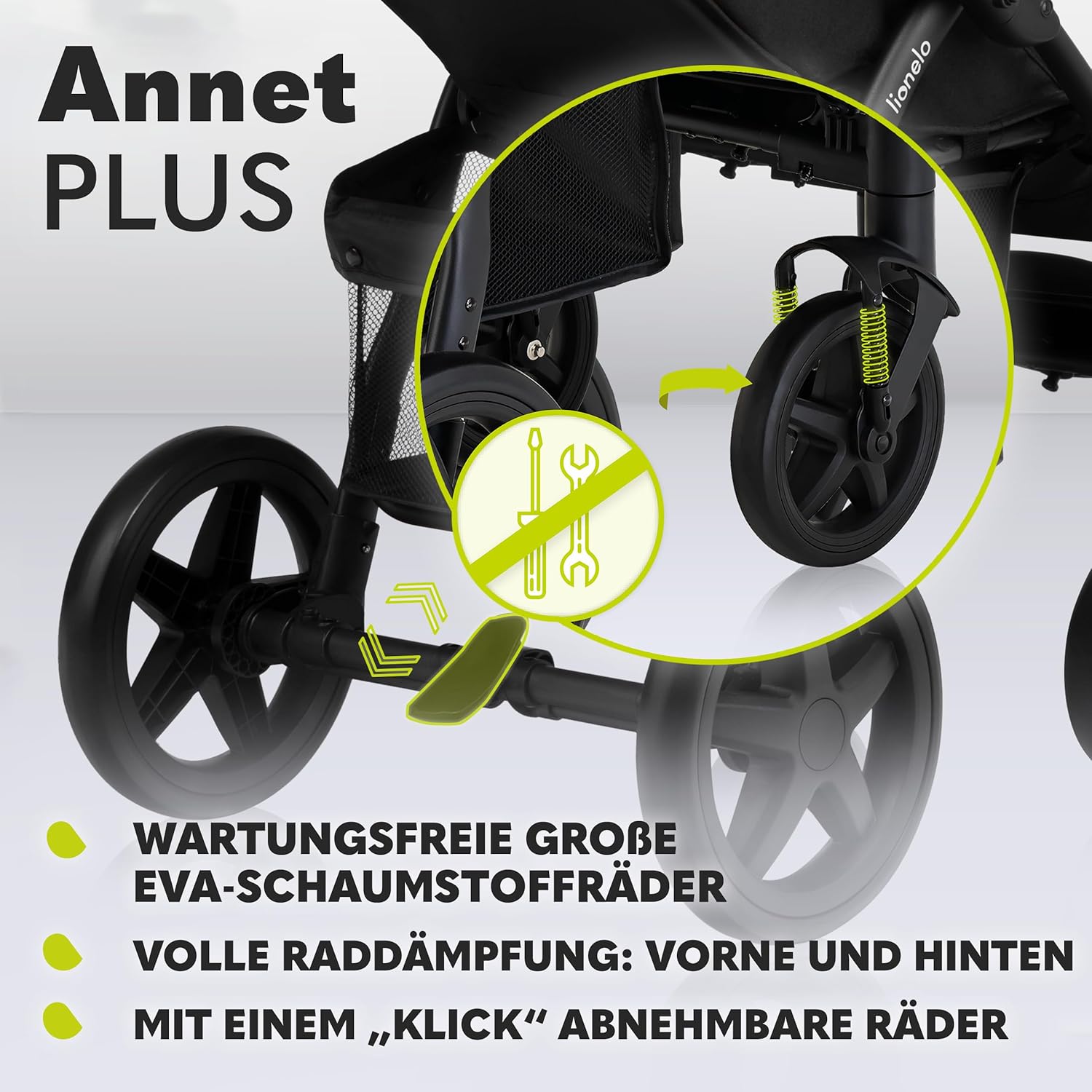LIONELO Annet Plus Buggy bis 22 kg mit Liegefunktion, Kinderwagen klein zusammenklappbar mit Zubehör, Eva-Schaum-Räder, Moskitonetz, Fußdecke Getränkehalter, Korb