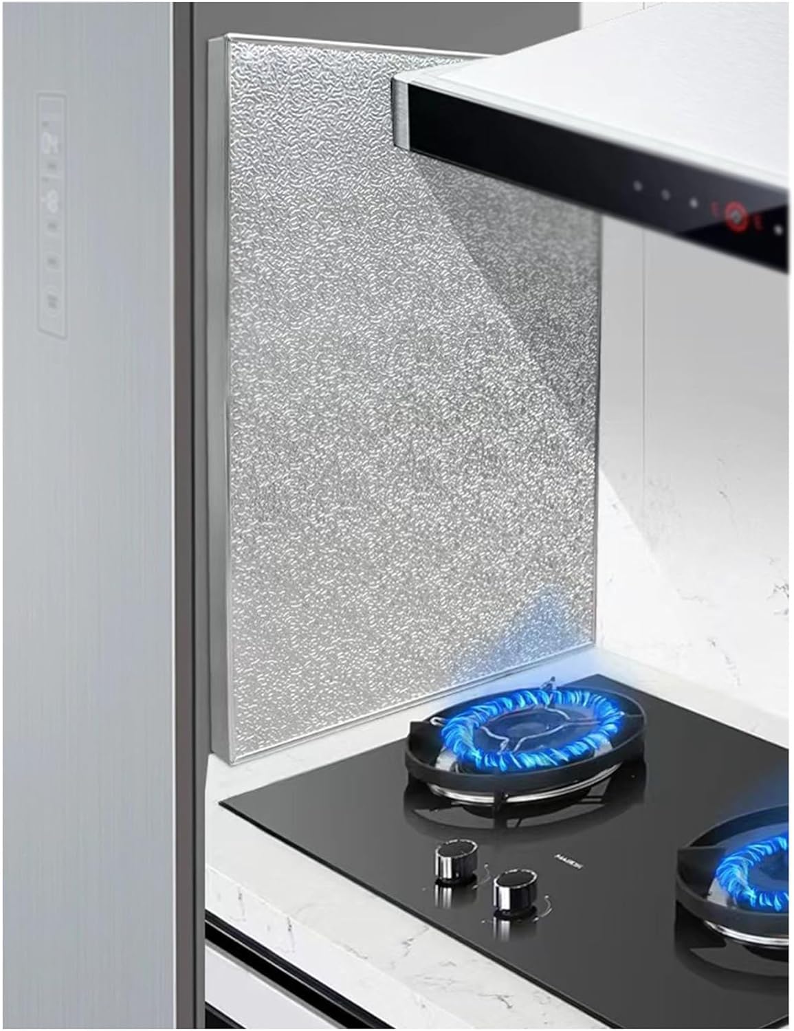 Kühlschrank-Dämmplatte, Selbstklebende magnetische Hitzeschildplatte aus Aluminium for die Küche in verschiedenen Größen(Adhesive-backed,50x60cm)