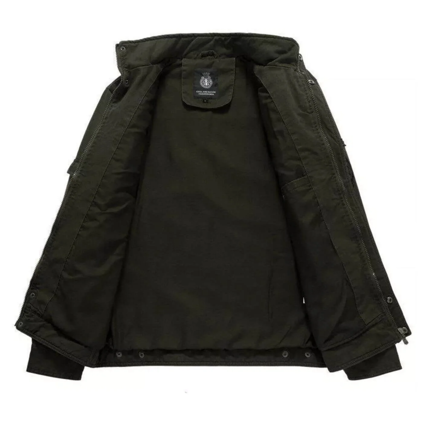 Herren Milit?rjacke aus Baumwolle - Strukturierte Cargo Jacke mit Stehkragen und Rei?verschluss - Robuste ��bergangsjacke