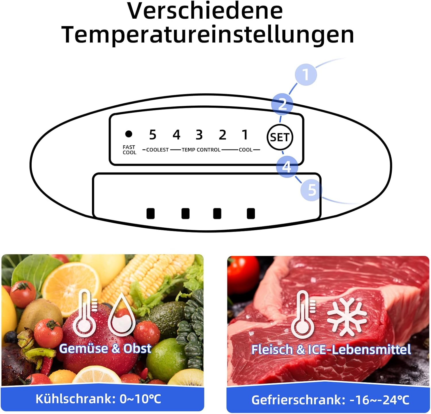CHIQ CTT107BC Kühlschrank Klein 107 Liter, Höhe 84cm, Tiefe 55cm, Platzbedarf nur 0,3 ㎡, Mikro-Gefrierfach, Vario Box, 7 Temperaturregelstufen, geräuscharm, 87 kWh/Jahr, Schwarz