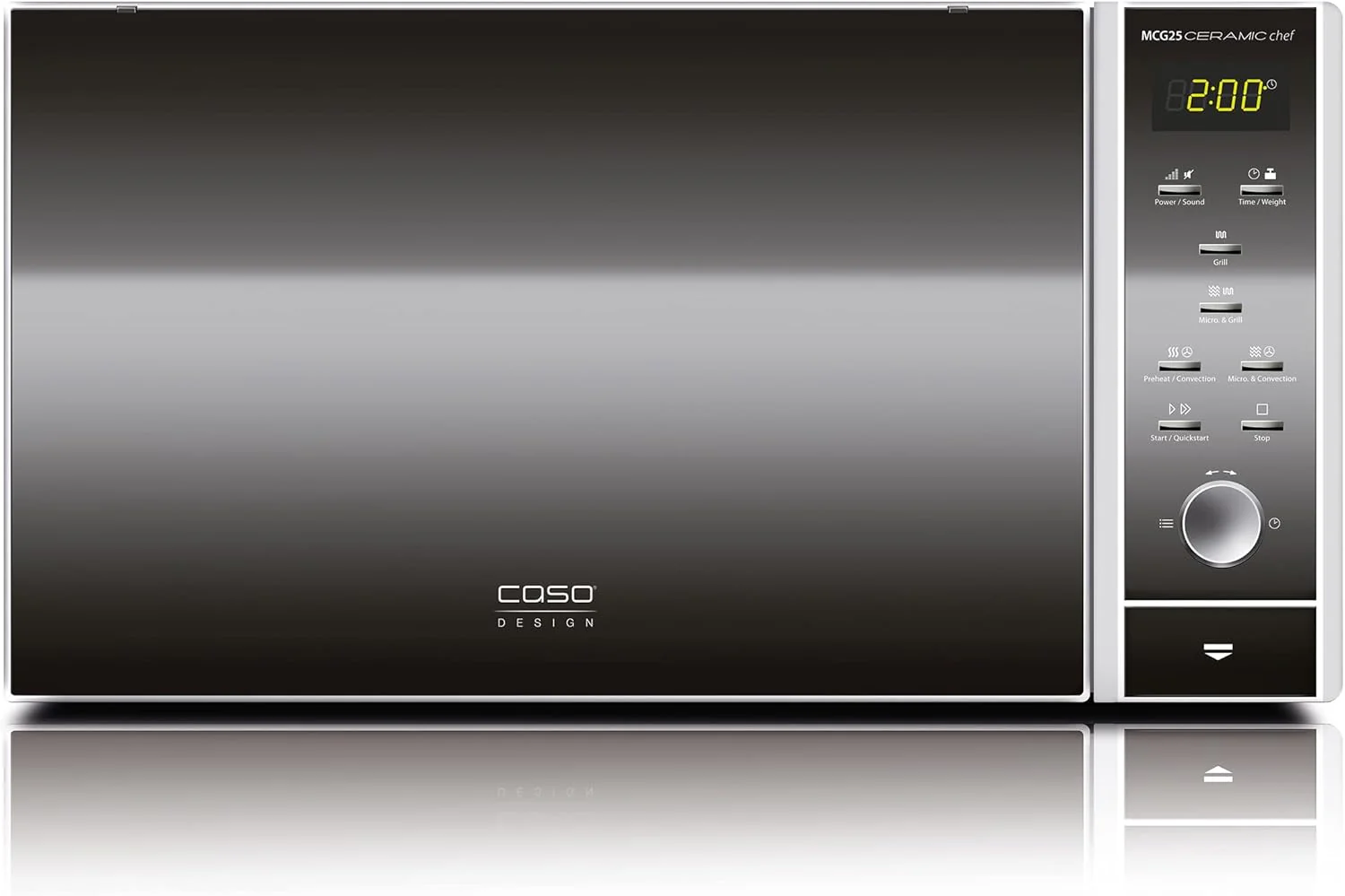 CASO MCG30 Ceramic chef Testsieger Haus & Garten Test, 3in1 Mikrowelle mit Grill + Hei?luft 2100W 30L, Borosilikatglasboden, Backofen-Funktion bis 200��C