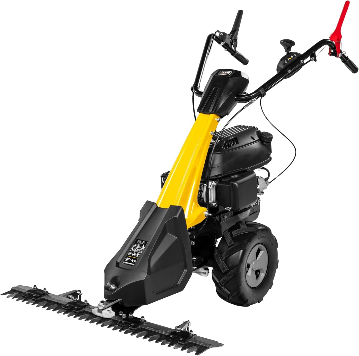 TEXAS Profi Benzin Balkenmäher CB8750 196ccm Wiesenmäher Hochgrasmäher Rasenmäher mit Antrieb Radantrieb | 5,7PS | 4200Watt | Schnittbreite 870mm | 4-Takt-Motor | für gewerbliche Nutzung geeignet