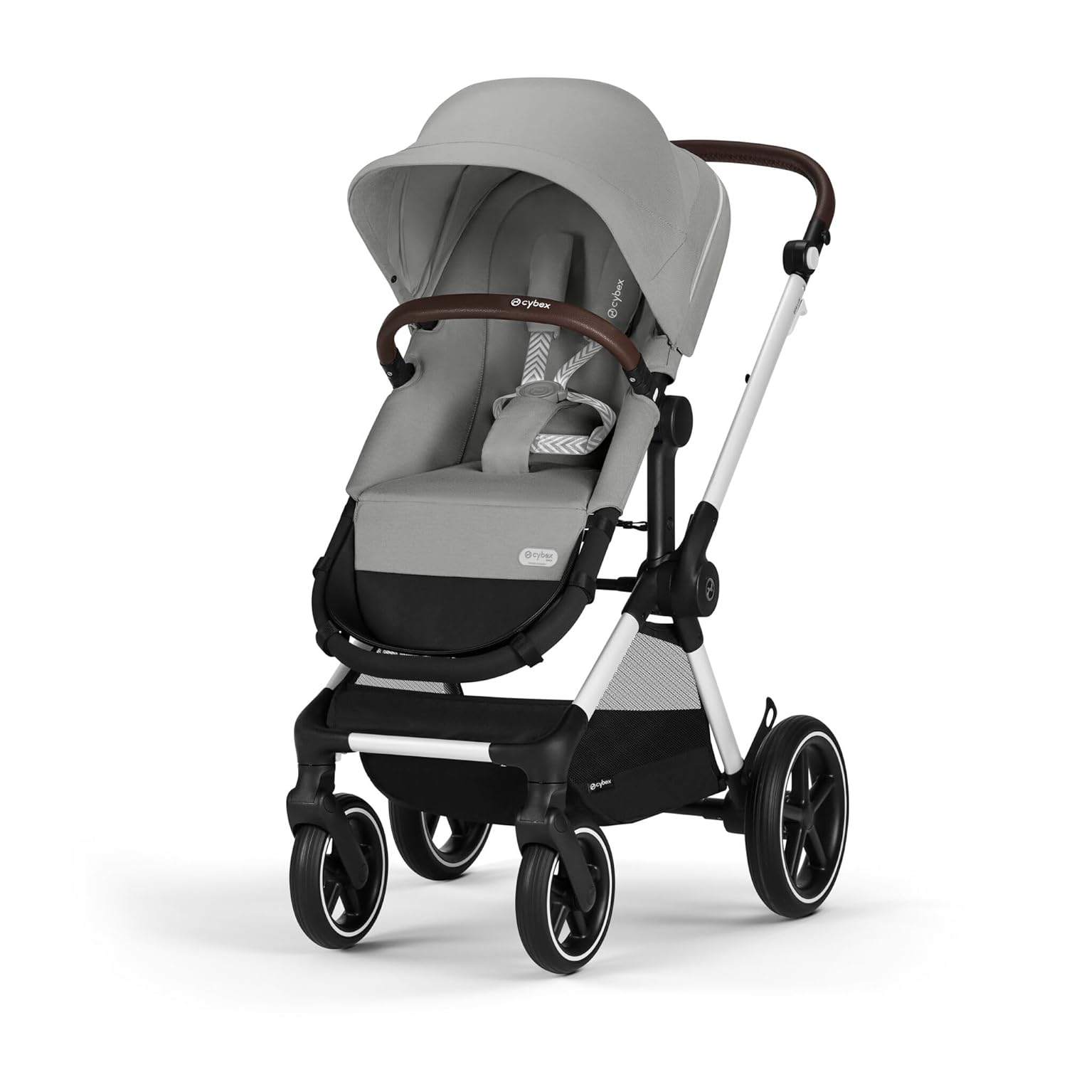 CYBEX Gold Kinderwagen EOS Lux 2-in-1 mit Babyschale Aton B2 i-Size und Babyschalen-Adapter, Reisesystem, Ab Geburt bis 22 kg (ca. 4 Jahre), Moon Black (Schwarz)