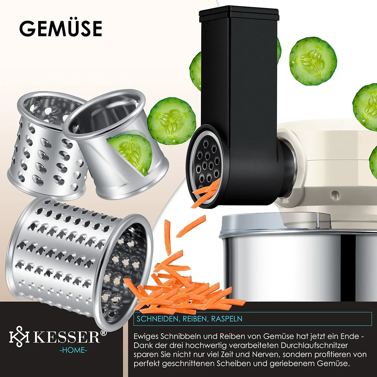 KESSER? 3 in 1 Universal K��chenmaschine K-KM 3000 mit Fleischwolf Knetmaschine Multifunktionale R��hrmaschine 5,5L Sch��ssel mit 3 R��hrwerkzeuge, 1,5L Entsafter, Zubeh?r-Set, Pasta & Geb?ckformen