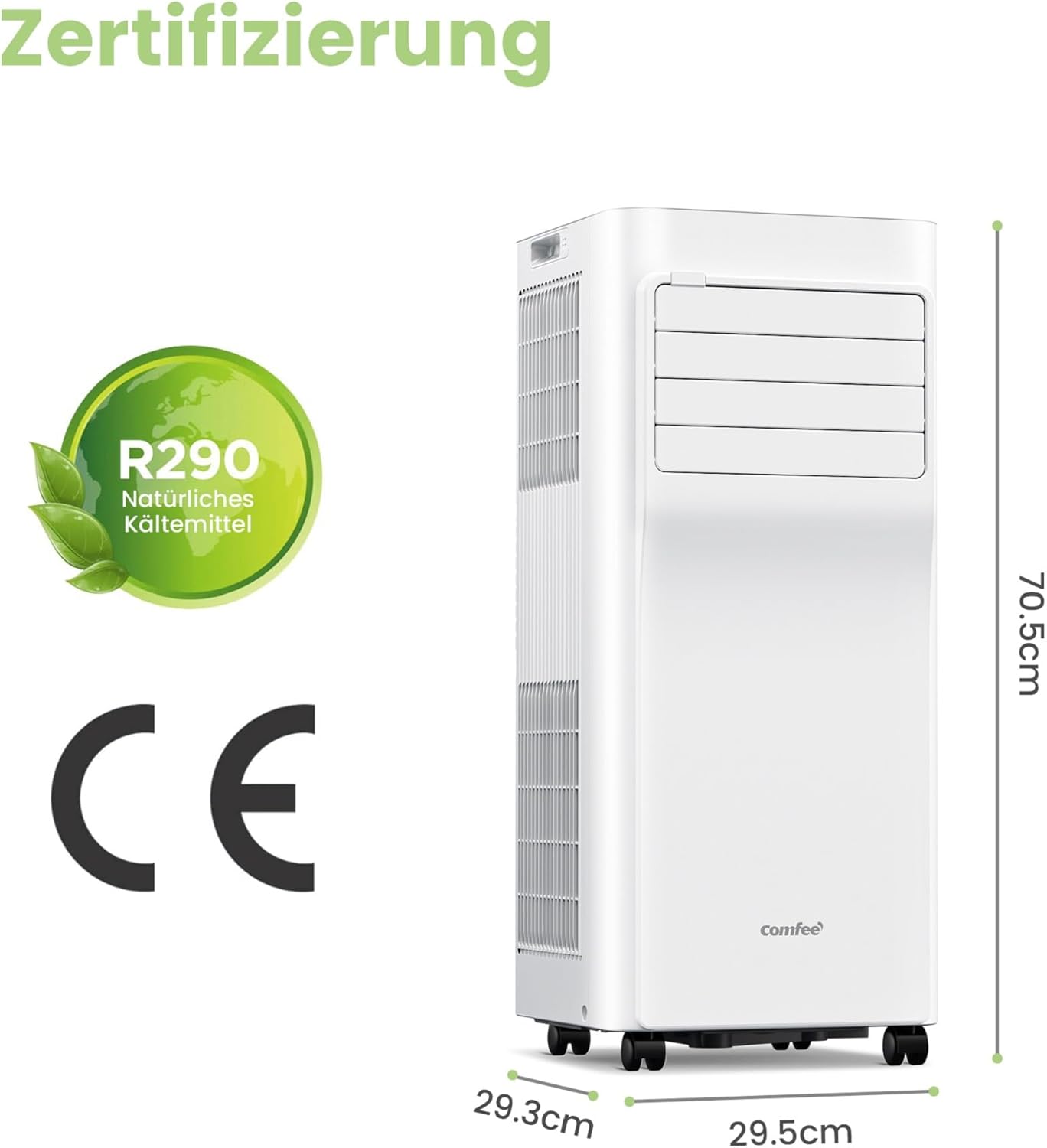 Comfee Mobiles Klimagerät Breezy Cool Pro 2.6,9000 BTU 2,6kW, Kühlen&Ventilieren&Entfeuchten,APP-Steuerung,Raumgröße bis 88m³(33㎡),Mobile Klimaanlage mit Abluftschlauch [Energieklasse A]