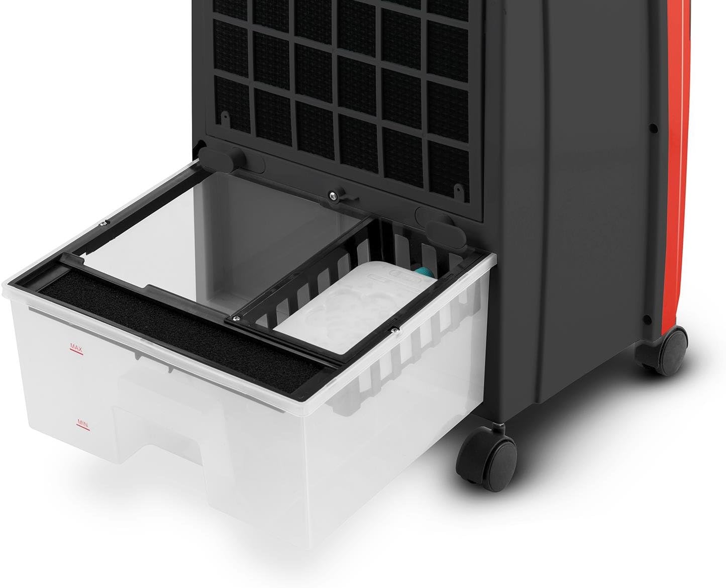 OneConcept CTR-1: Mobiler Luftkühler Luftbefeuchter Dunkelrot