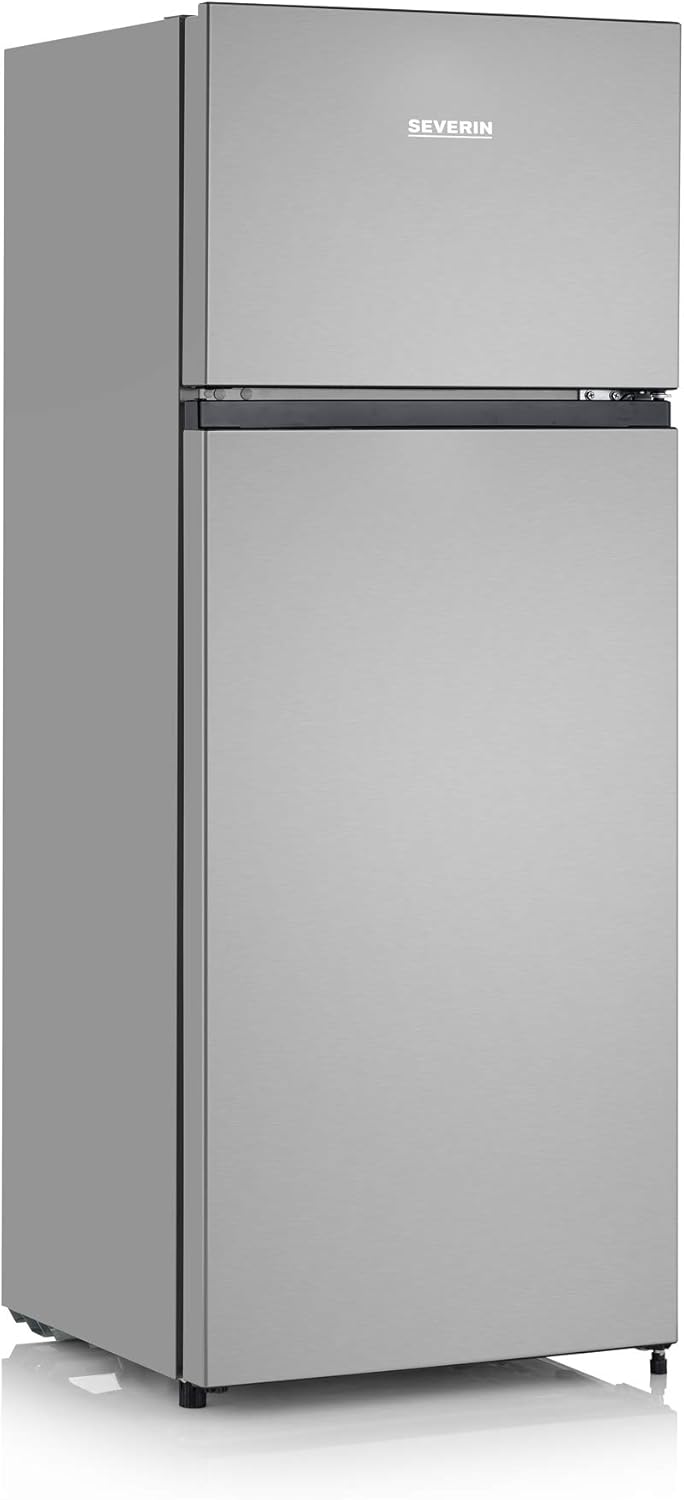 SEVERIN Réfrigérateur congélateur double porte, Pose libre, Longueur 55 cm, 206 litres, Classe E, Veggibox incluse, DT 8761