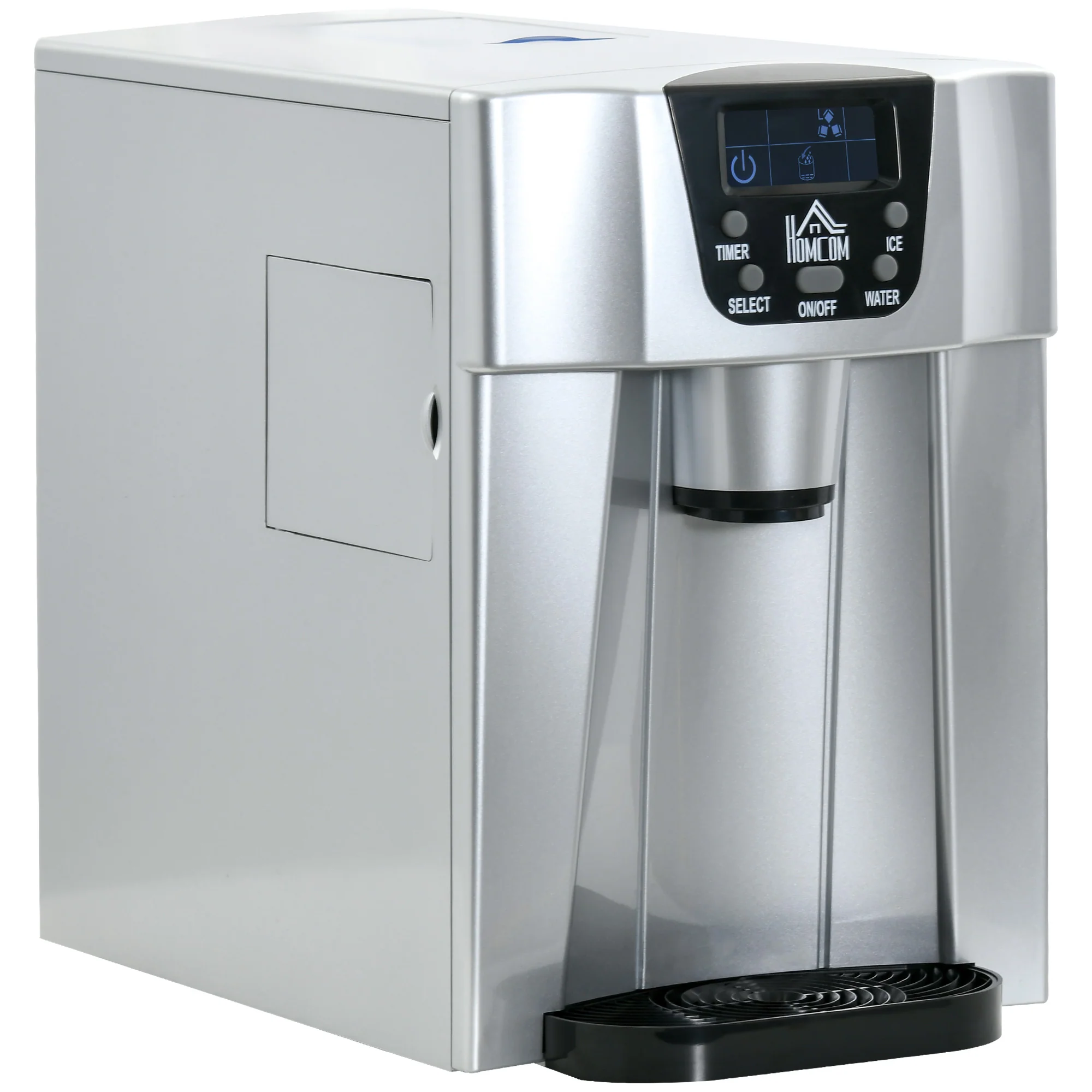 HOMCOM IJsblokjesmachine IJsblokjesmaker Ice-Maker, Timerfunctie, 25,2 cm x 38,9 cm x 36,3 cm, Zilver