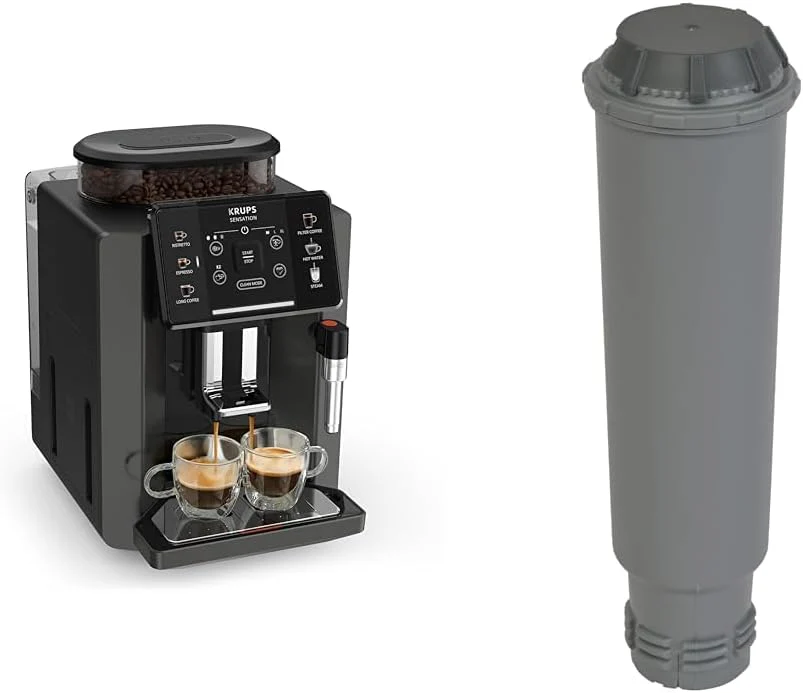 Krups Sensation volautomatische espressomachine, melkschuimmondstuk, 5 dranken, filterkoffiefunctie, 2-kopsfunctie, koffiezetapparaat, zwart, EA910810