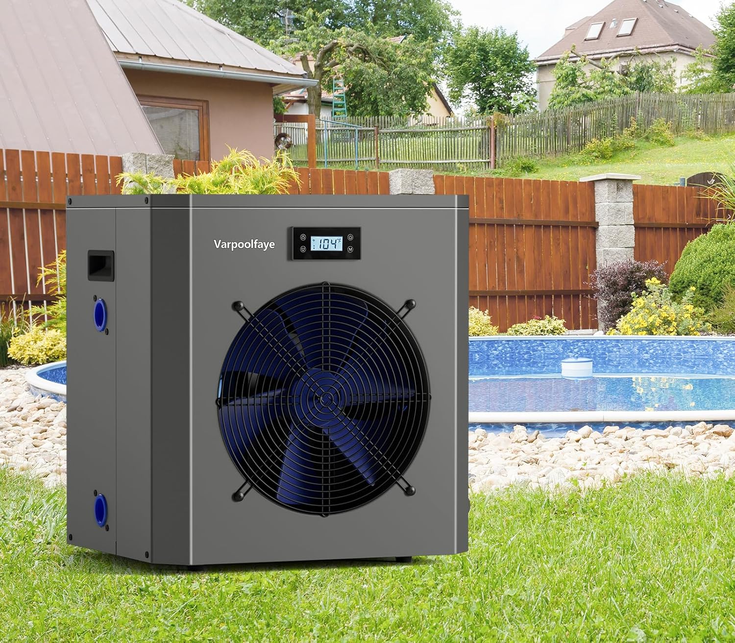 5KW Elektrische Pool Wärmepumpe Für Aufstellpool Poolheizung Wärmepumpe Schwimmbad Bis 20.000 l 20 m³ WiFi Steuerung 220v 240v 50Hz