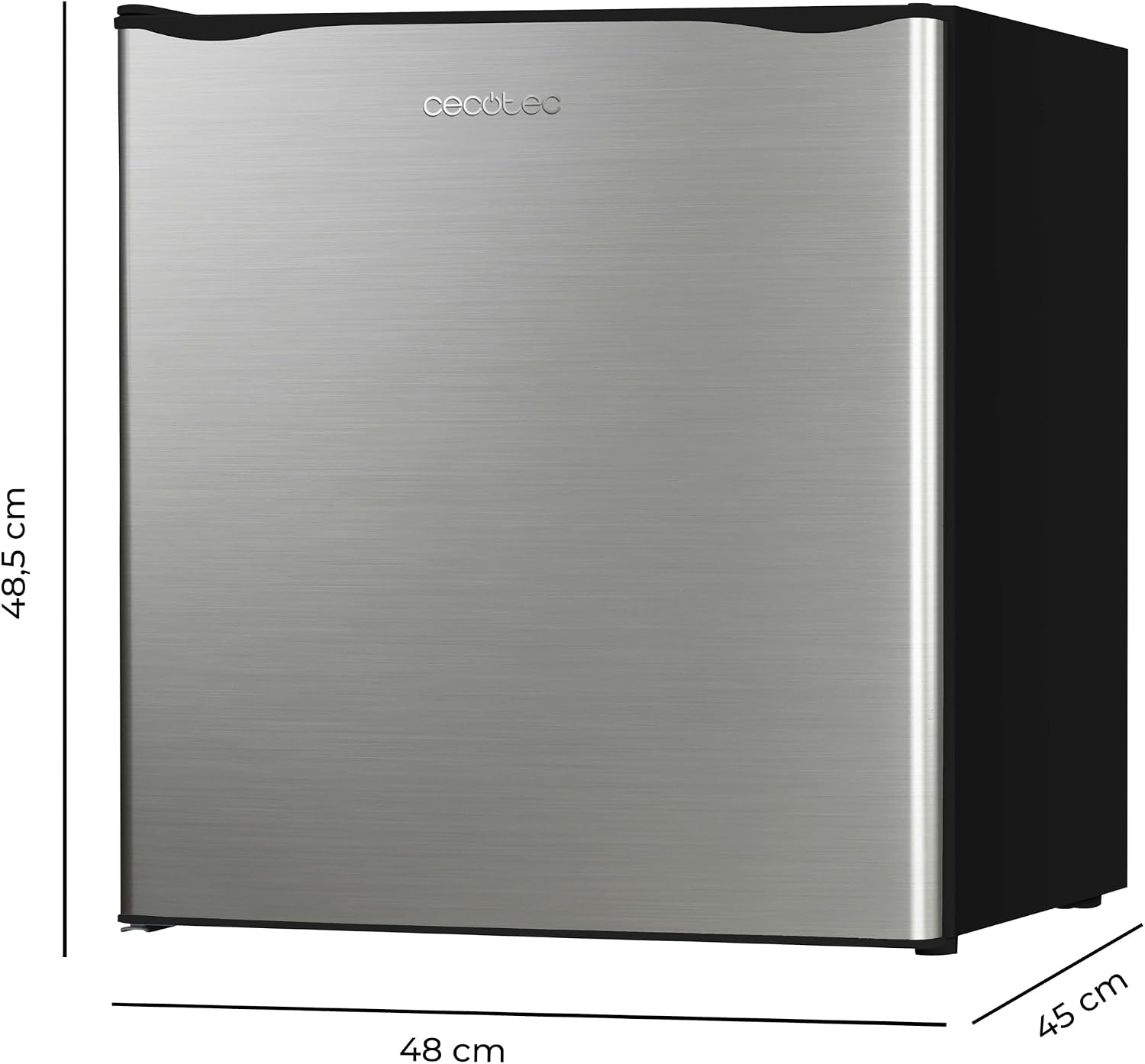 Cecotec Mini Nevera Frigorífico de 46 L GrandCooler 20000 L SilentCompress Inox. Altura 48,7cm, 48 cm de Ancho, Bajo Consumo, Puerta Reversible, Funcionamiento Cíclico, Diseño Compacto
