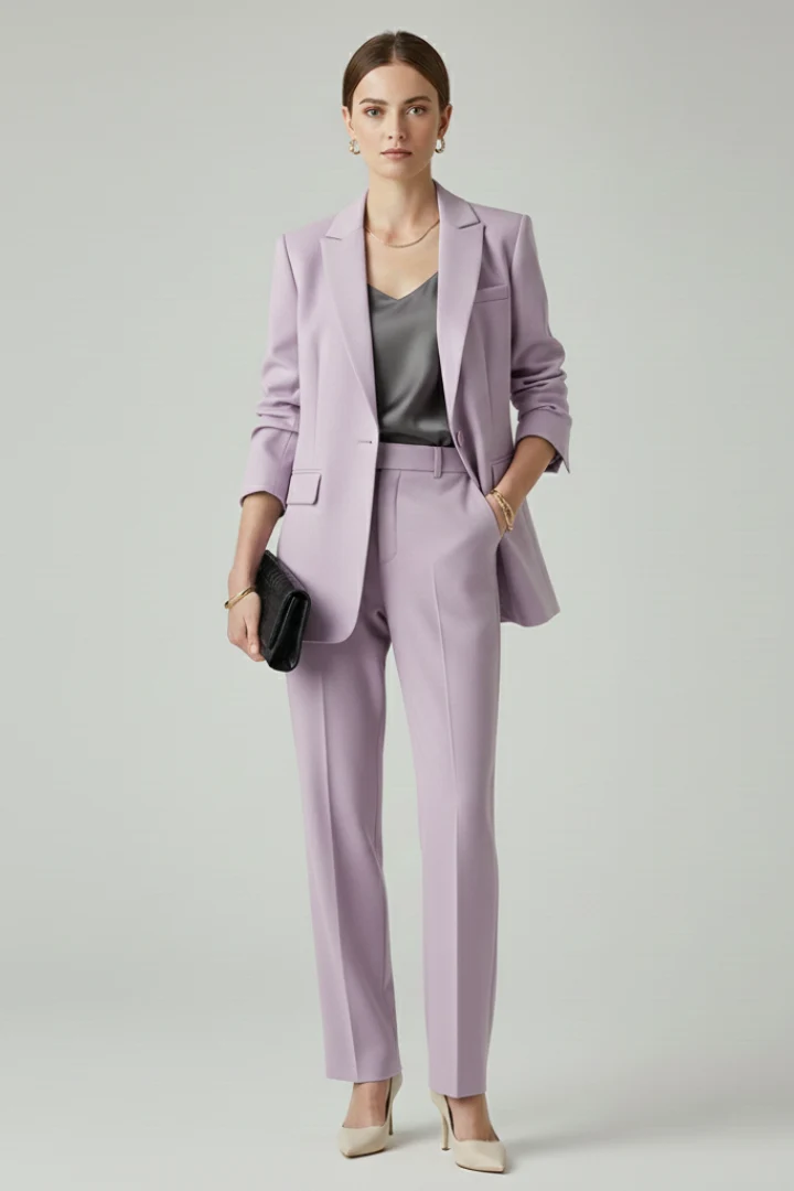 Damen Blazer Set Zweiteiler | Taillierter Blazer und Stoffhose mit geradem Bein | Elegantes Business Outfit f��r Damen