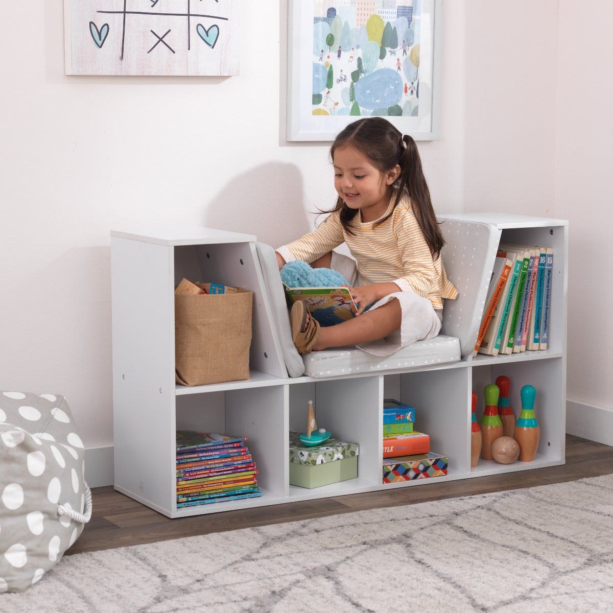 Boekenkast met leeshoek - Wit