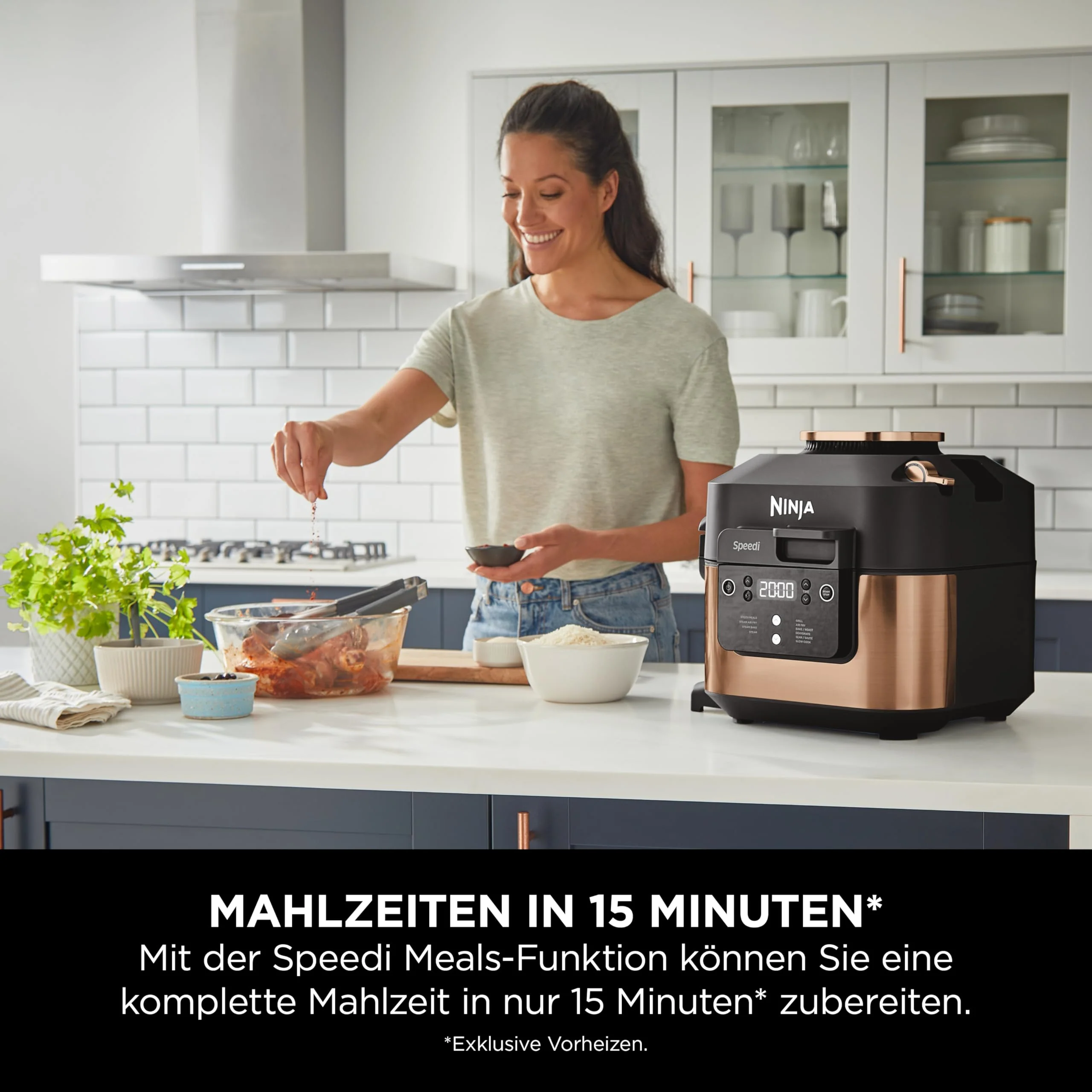 2025 Ninja Speedi Multikoker, 5,7L, 10-in-1 Multikoker, Airfryer, Slow Cooker, Grillen, Bakken, Zwart & Koper ON400EUCP