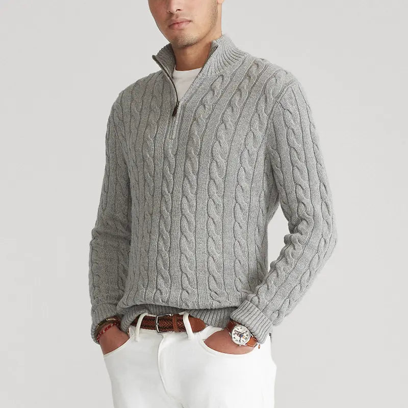 Lorenzo Bellucci | Luxuri?ser Herrenpullover mit halbem Rei?verschluss und hohem Kragen
