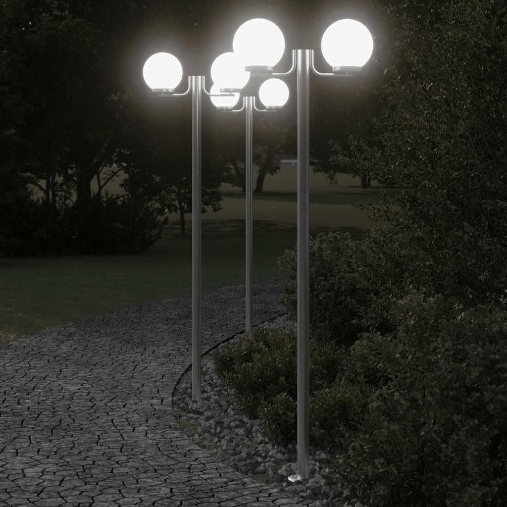 vidaXL Wegeleuchten 3 Stk., Wegeleuchte mit IP44-Schutzart, Außenleuchte mit Diffusor, Standleuchte Gartenlampe, Silbern Edelstahl