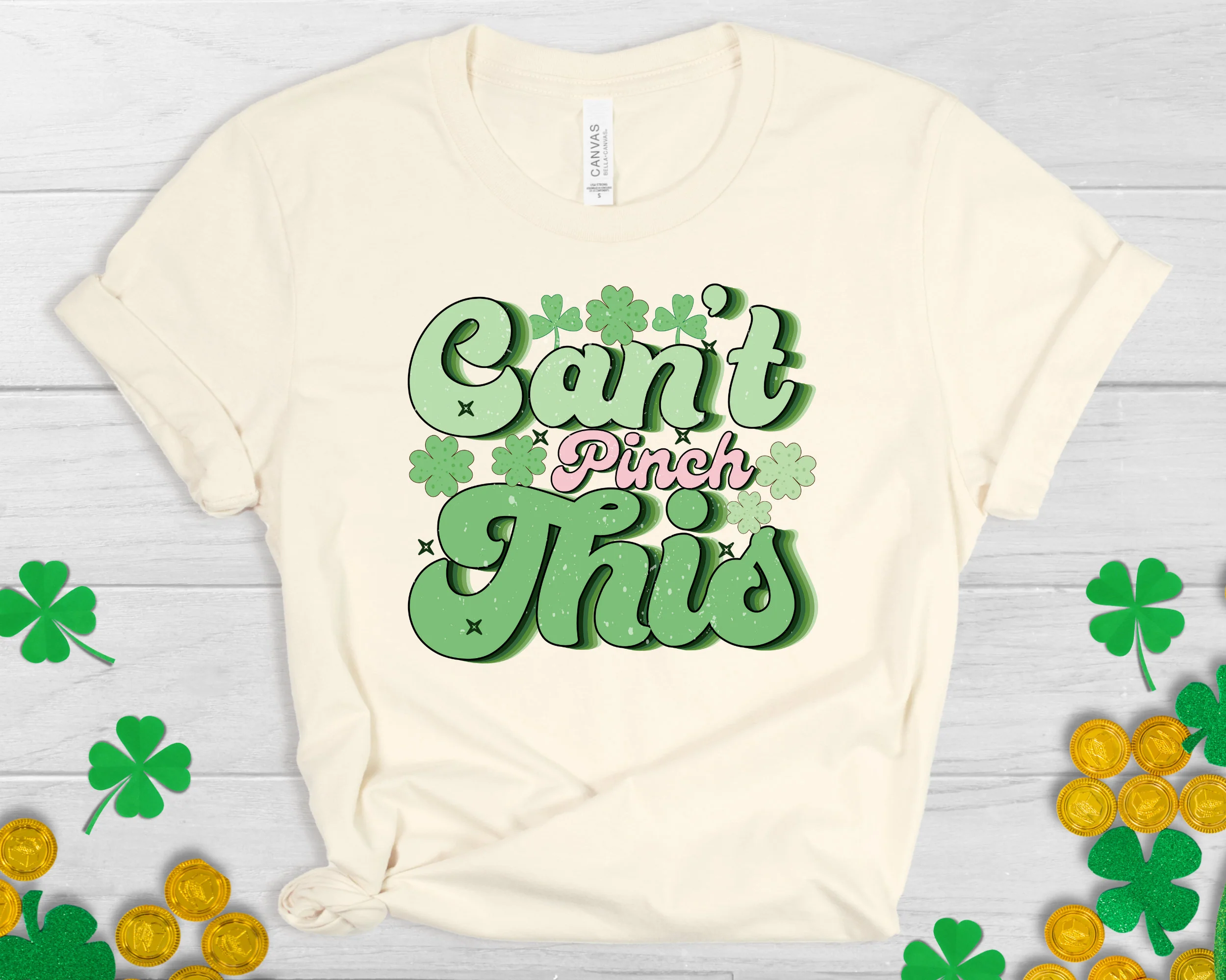 Can't Pinch This Toddler Shirt - Funny St Patrick's Day Kids Shirt - Retro Natural Toddler Tee