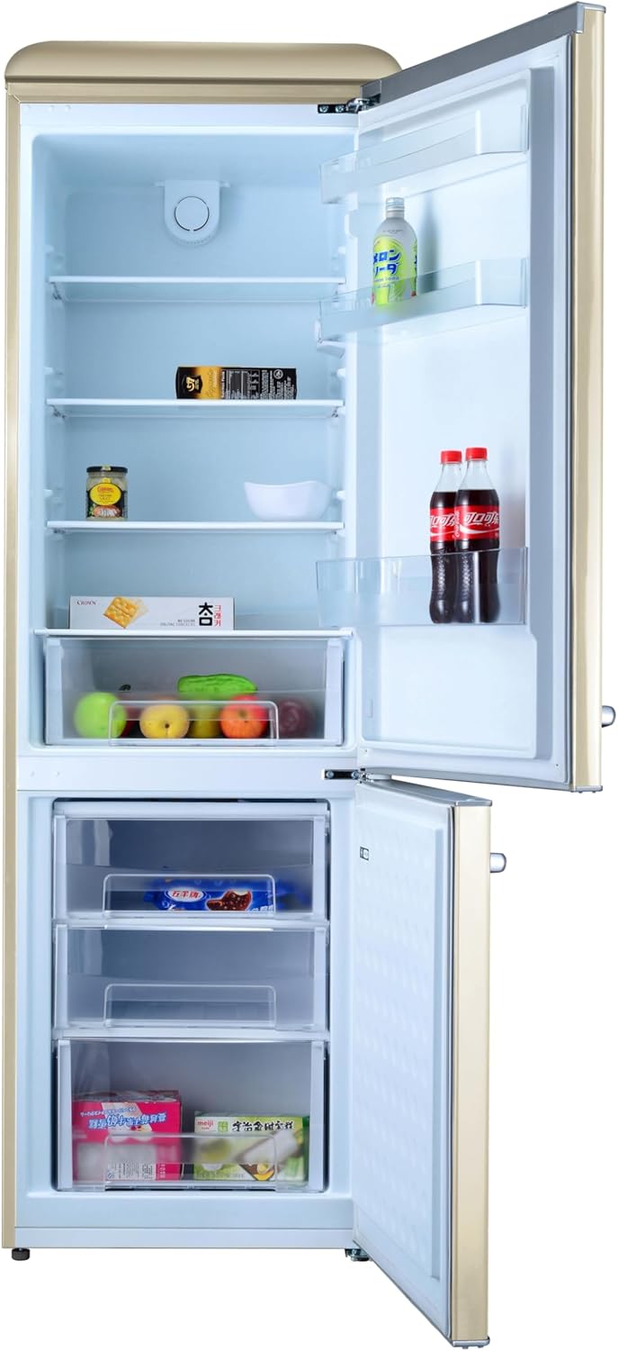 GEDTECH Refrigerateur combiné vintage GCBV310CR - Congélateur bas - Crème - Capacité 310 L - Faible conso