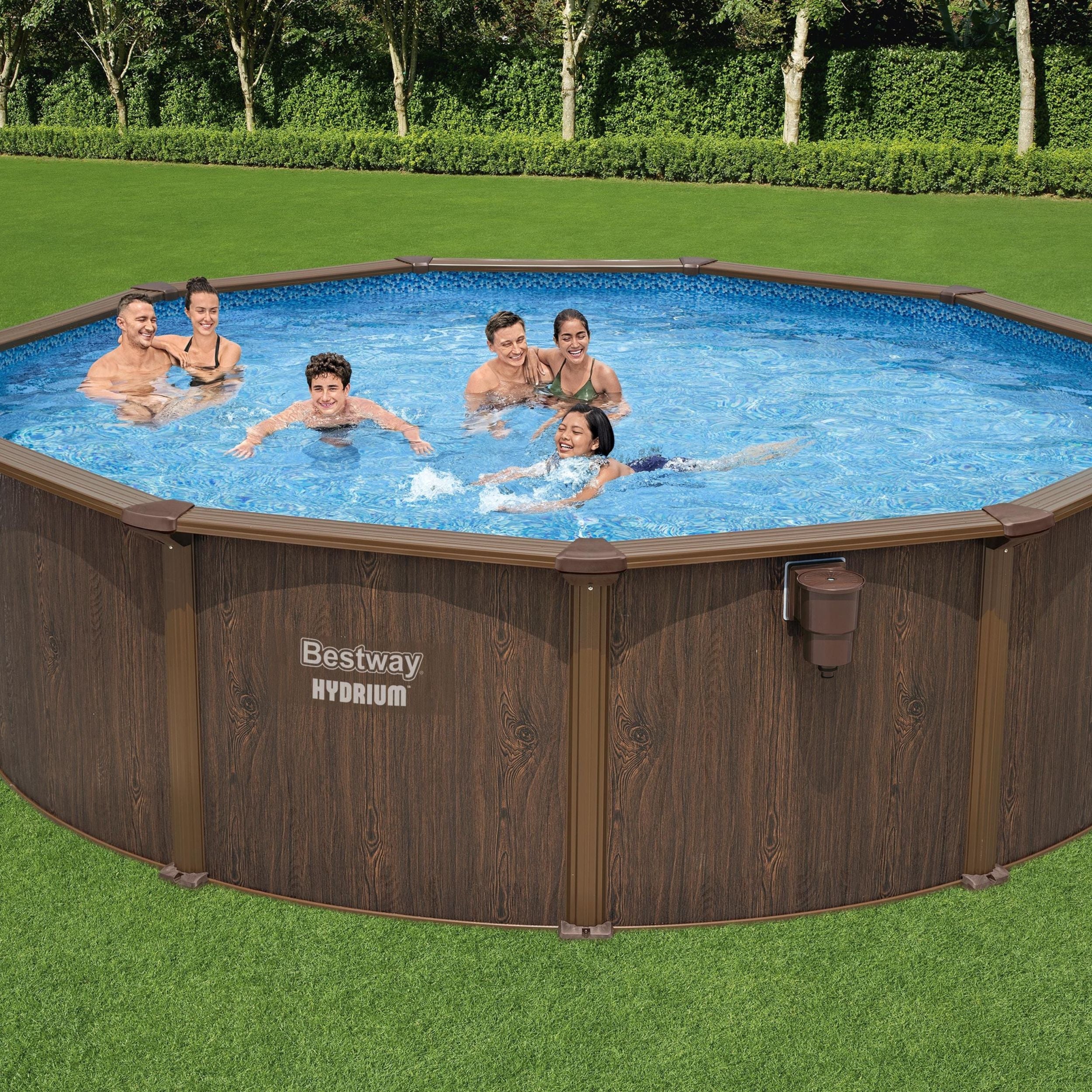 2025 16 voet x 52 inch houtlook ronde Hydrium stalen zwembadset voor opzetzwembad