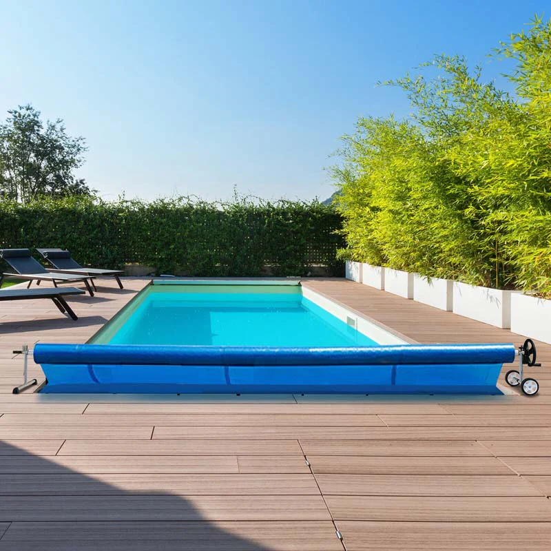 18 Ft Solar Pool Cover Reel Set With Hand Crank Amp Wheels Aluminum Solar Swimming Inground Cover Blanket Reel Roller - High Quality Set For Everyday Use
