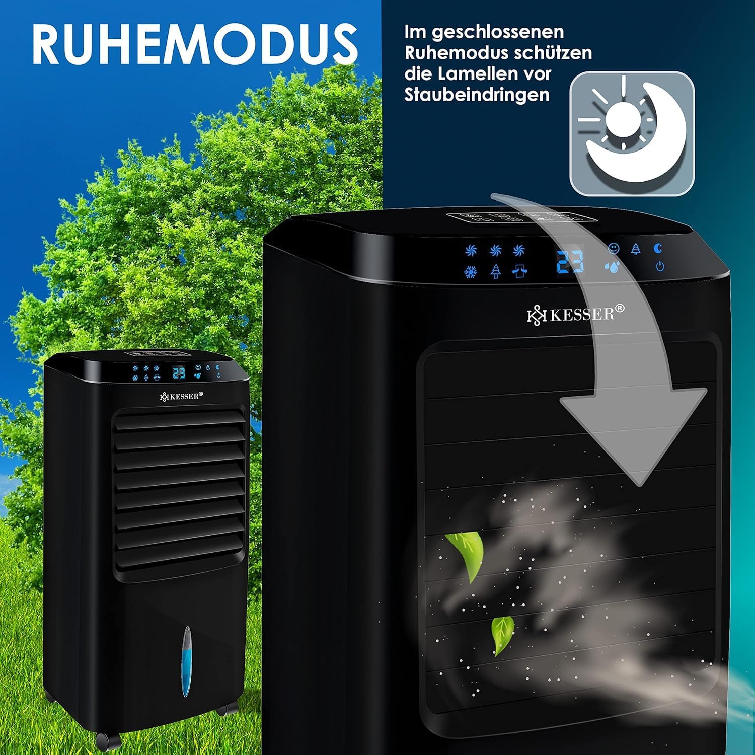 KESSER 4in1 Mobile Klimaanlage | Fernbedienung | Klimagert | Ventilator Klimaanlage | Timer | 3 Stufen | Ionisator Luftbefeuchter | Luftkühler |