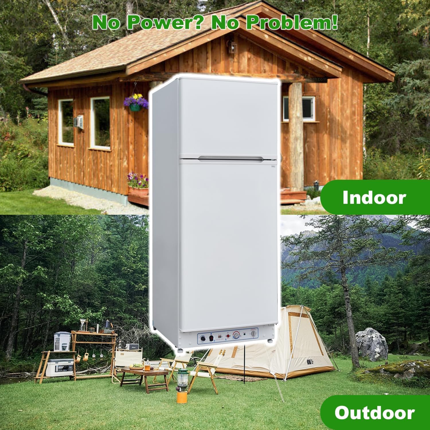 SMETA Nevera Gas con Congelador, 265L (203L+62L), 220V, Refrigerador Congelador Combinado, Refrigerador Camping Gas para Autocaravana, Garaje, Caravana, Home, Blanco