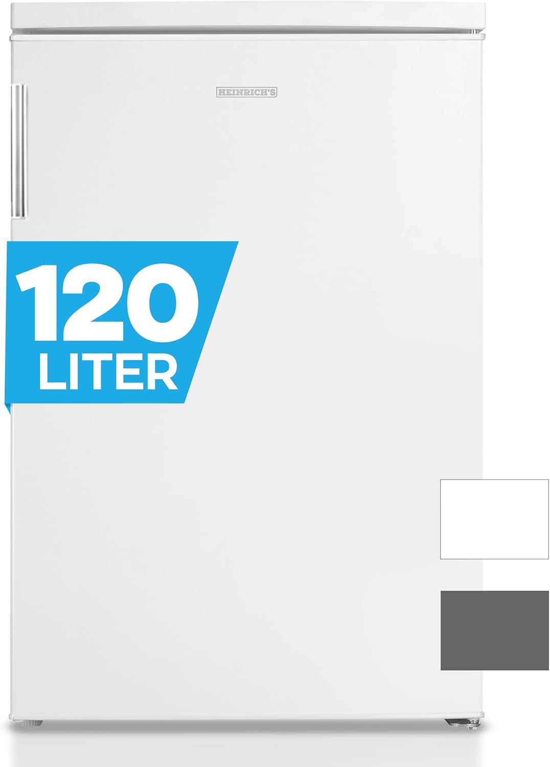 HEINRICHS Getränkekühlschrank 120L klein kompakt leise: 40db mit Gefrierfach( 13L) Mini-Bar; Tisch-Kühlschrank; Mini Kühlschrank mit Gefrierfach; perfekt geeignet für Büro Camping Garten Outdoor,weiß