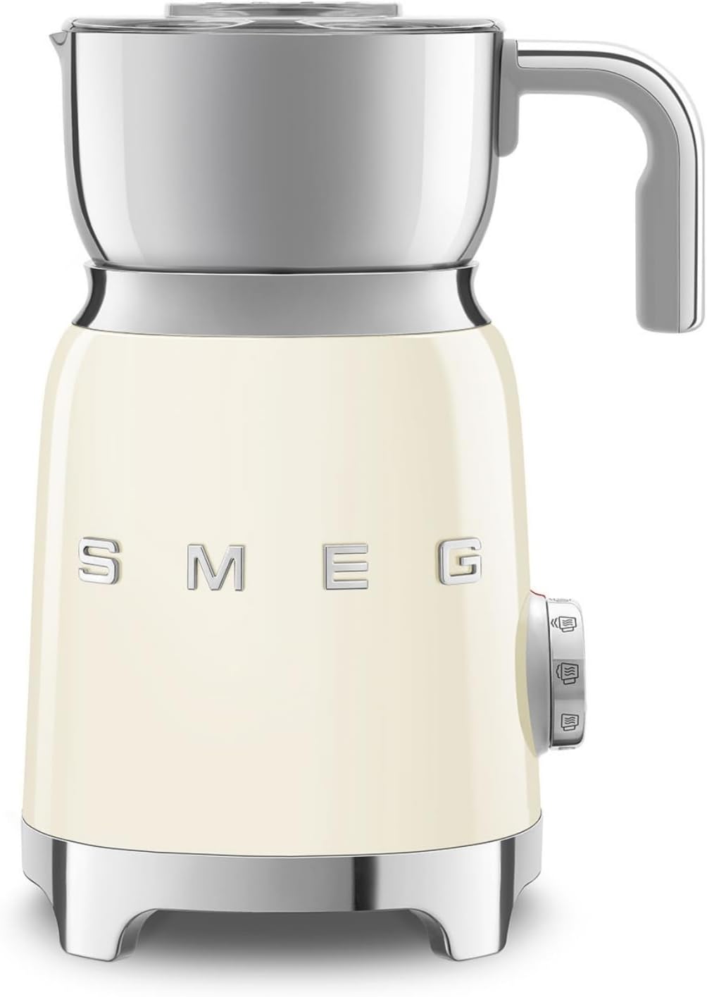 Smeg, Milchaufschäumer Multifunktion MFF11CREU, mit Induktionssystem, 6 voreingestellte Programme, eine manuelle Funktion, abnehmbare Karaffe von 600 ml, Messkappe, integriertes Umschlag, 500W, Creme