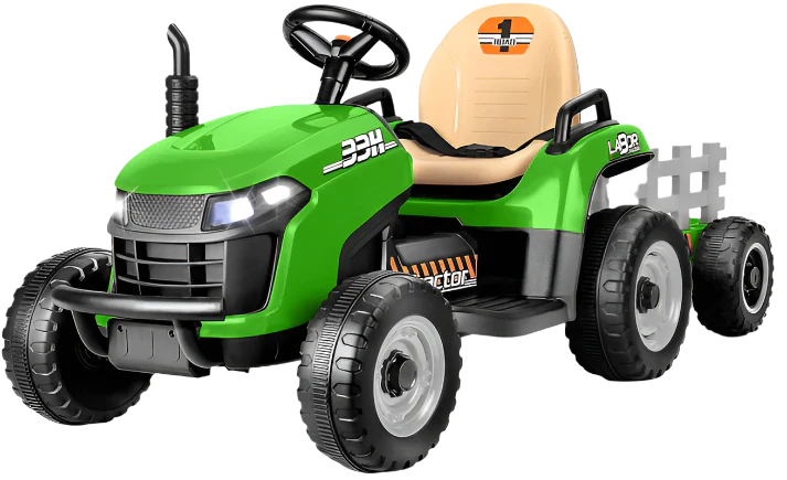 New 12V Electric Kids Ride on Sit on Tractor and Trailer with Remote - Green