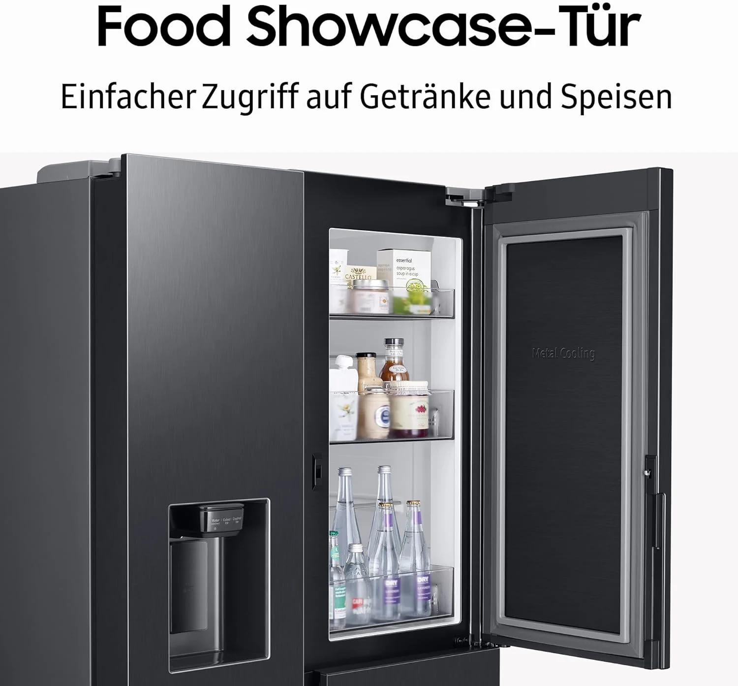 Samsung RS64DG53R3B1EF Amerikaanse koelkast, 178 cm, 628 l, SmartThings AI Energy Mode, ijs- en waterdispenser, Slim Ice Maker, Premium Black Steel
