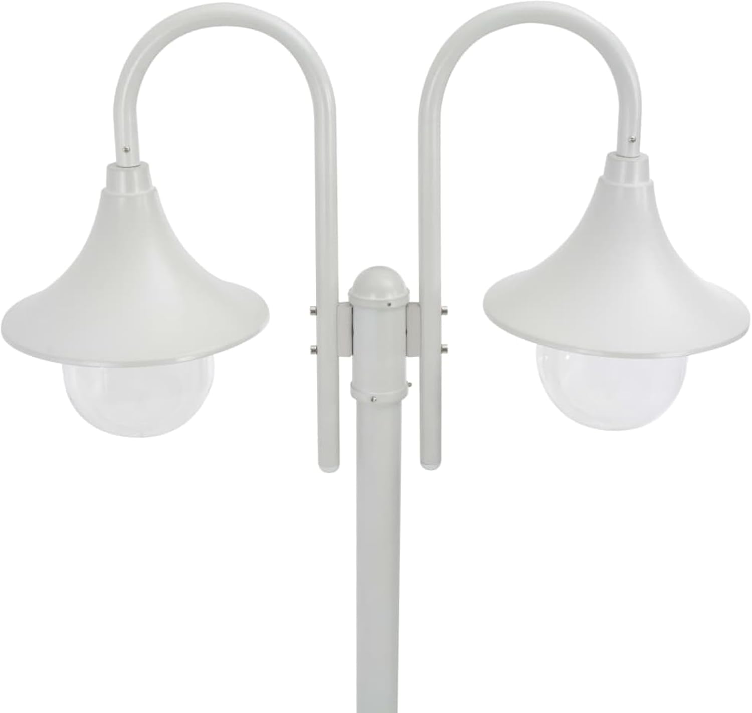 Garten-Pollerleuchte E27 220 cm Aluminium 2-Laterne Weiß Gartenpfostenleuchten Model44208
