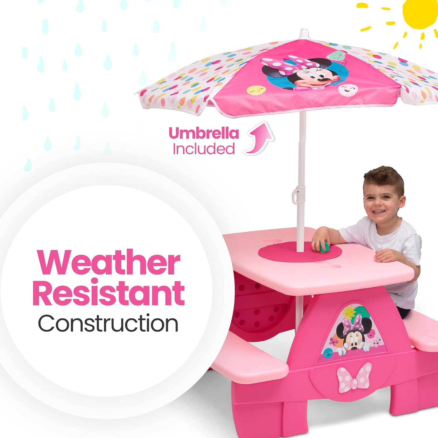 2025 Delta Children 4-zits Activiteiten-Picknicktafel Minnie Mouse