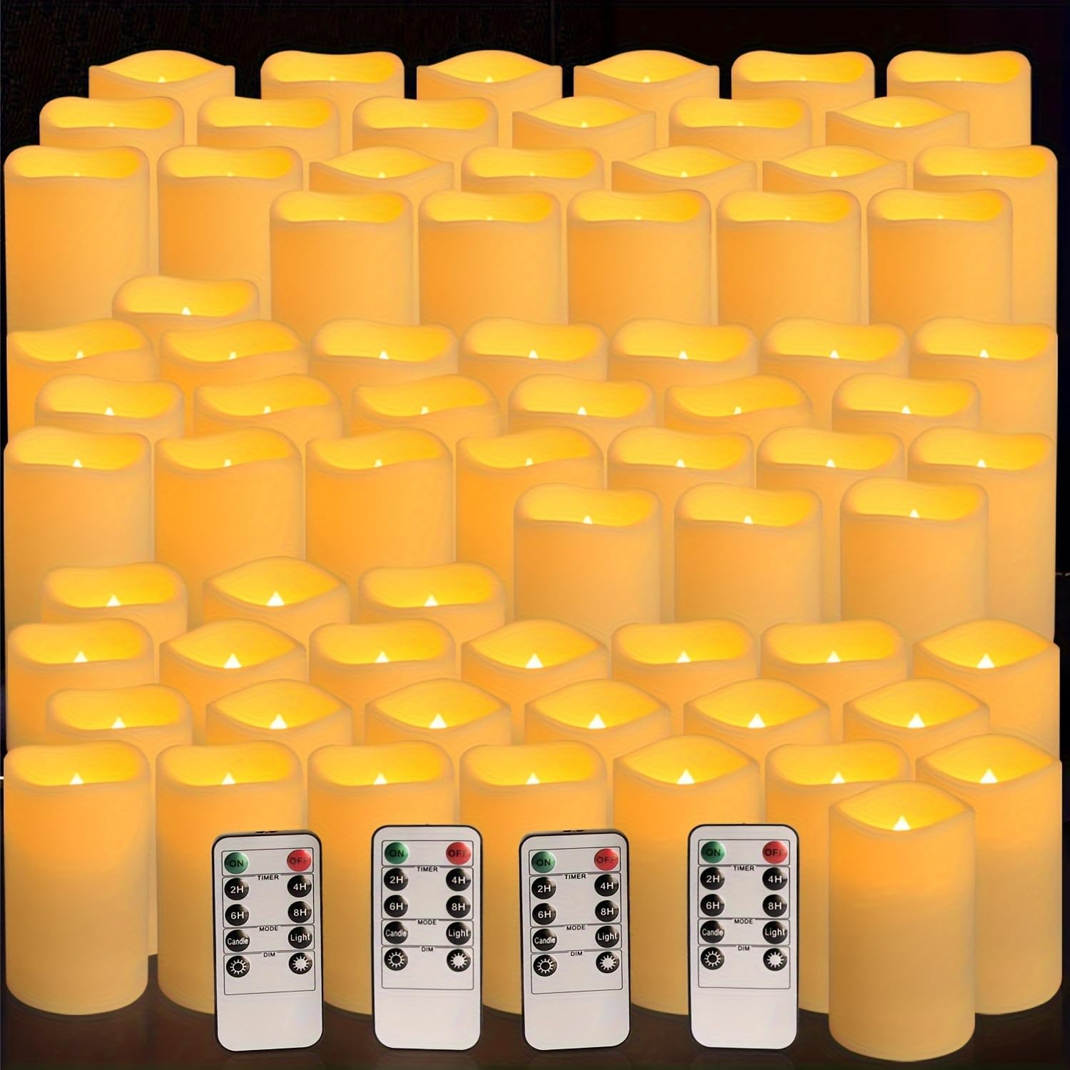 72 flammenlose Kerzen, 3 Größen (H4 12,7 cm, 15,2 x T 5,6 cm) mit Fernbedienung, Timer, warmgelbes Licht, batteriebetrieben, Familienhochzeit, Party, Weihnachtsdekoration