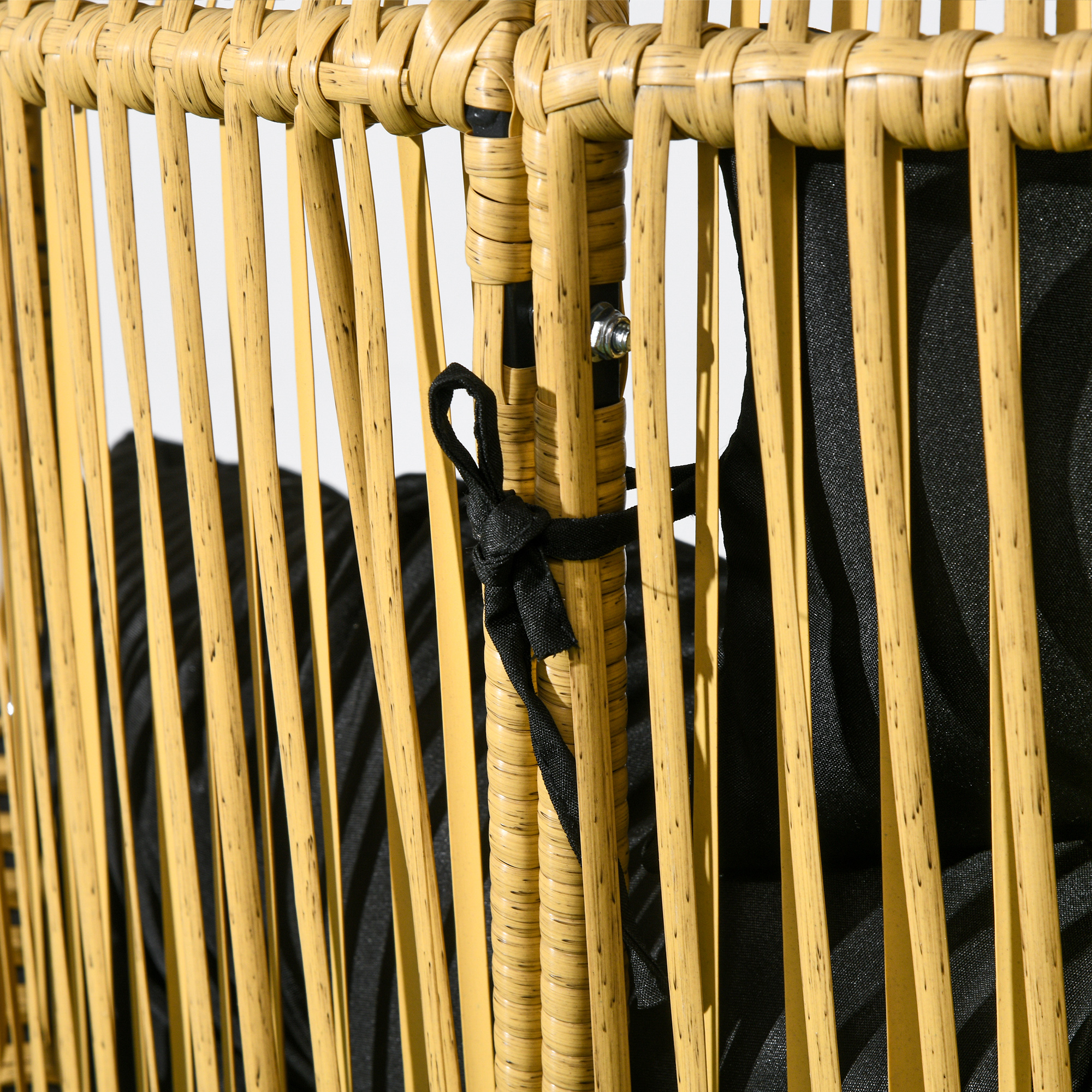 Rotan Stoel Buitenshuis Tuinstoel, PE-Rotan, 89 cm x 75 cm x 143 cm, Natuur + Zwart