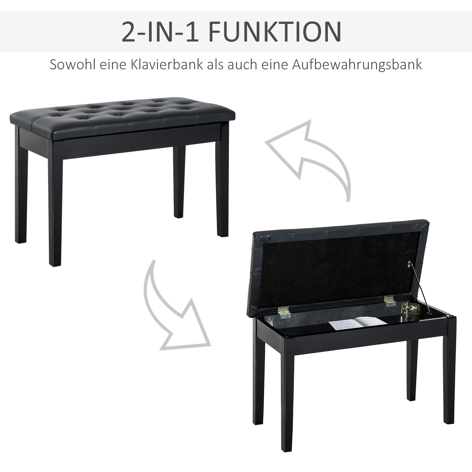 ? pianobank make-upkruk met opbergruimte pianokruk pianobank kruk (75 x 35 x 50 cm)