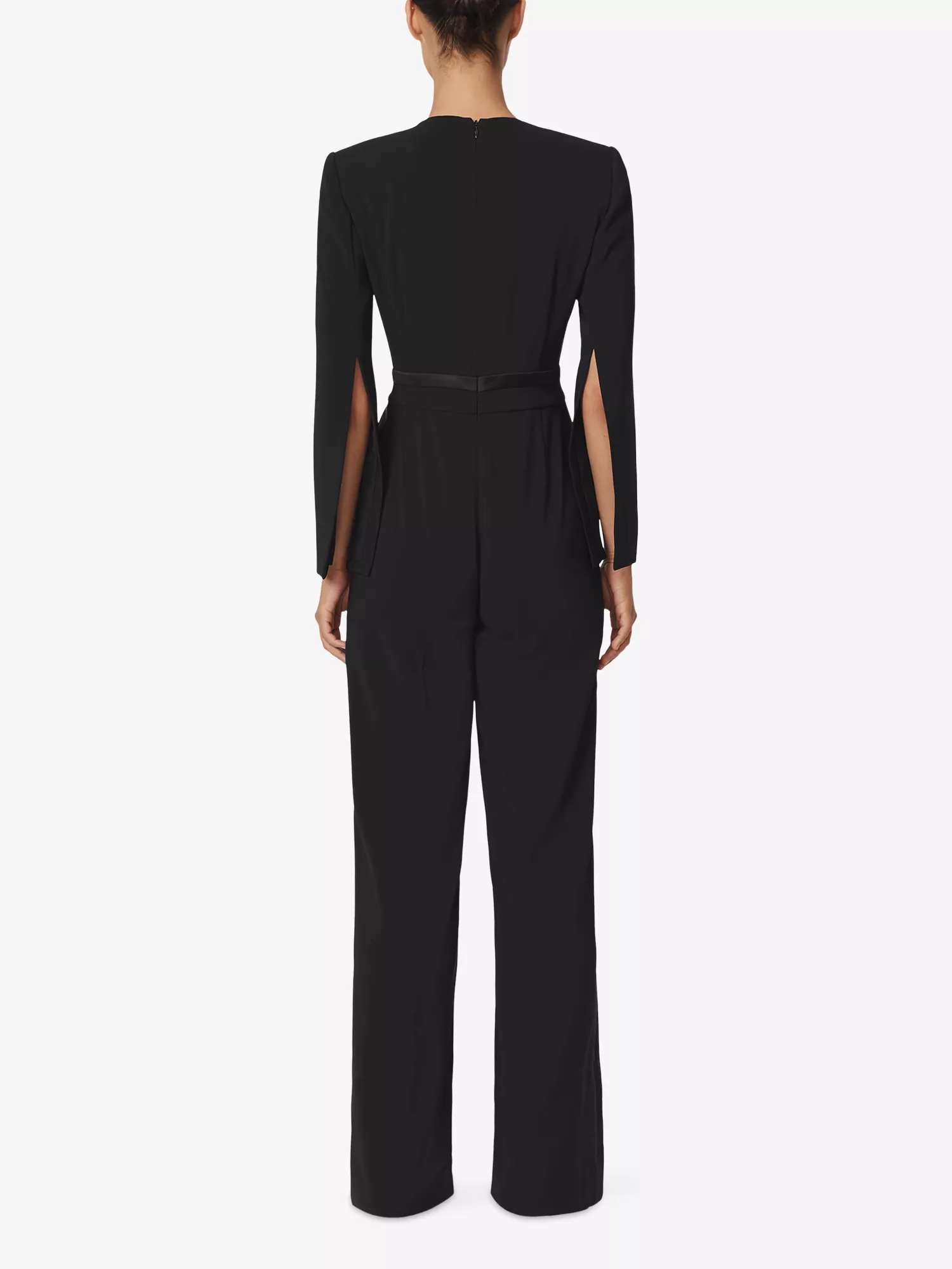 Reiss Womens Black Plunge-neck Split-sleeve Jumpsuit