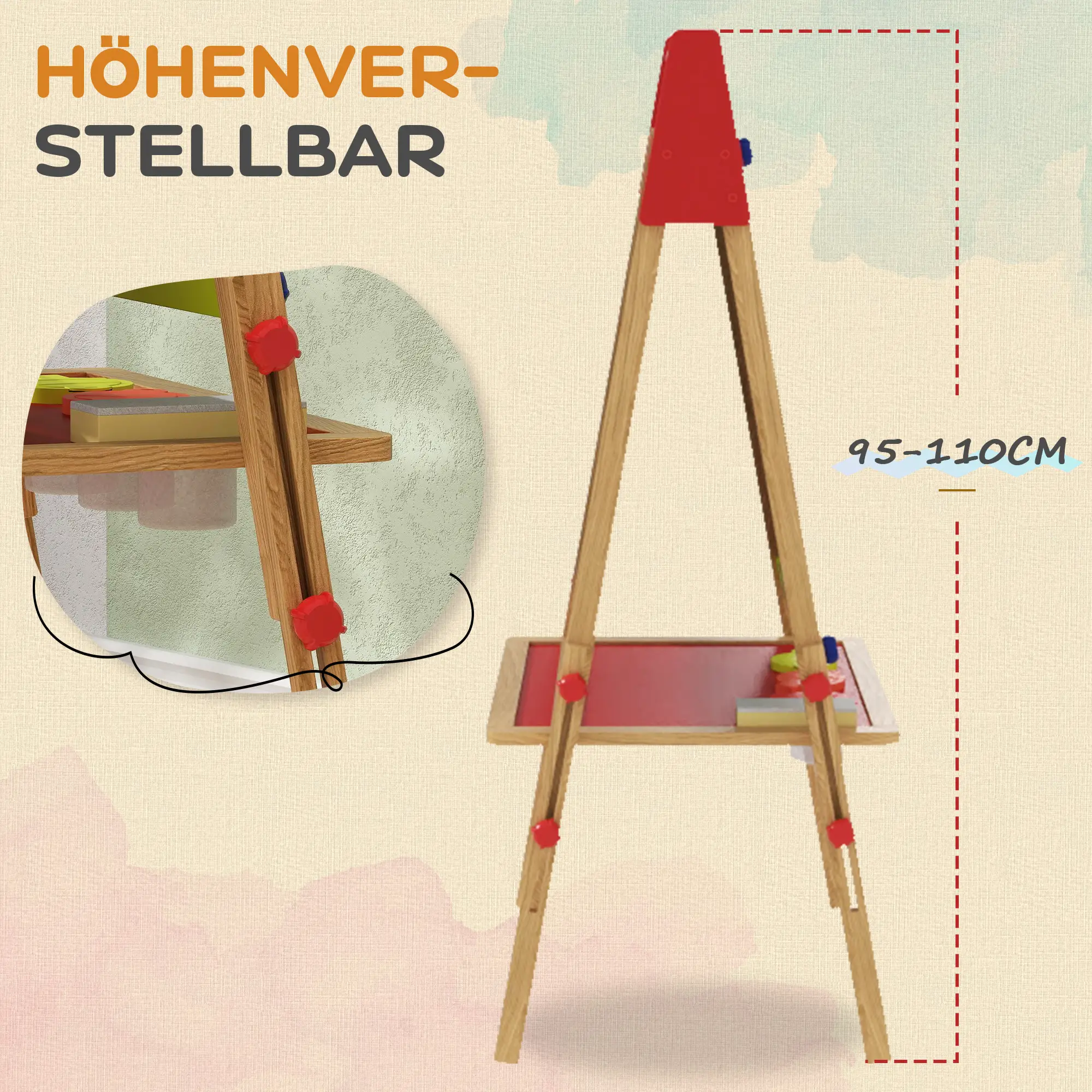 AIYAPLAY 3-in-1 kindertafel in hoogte verstelbaar �C natuurhout